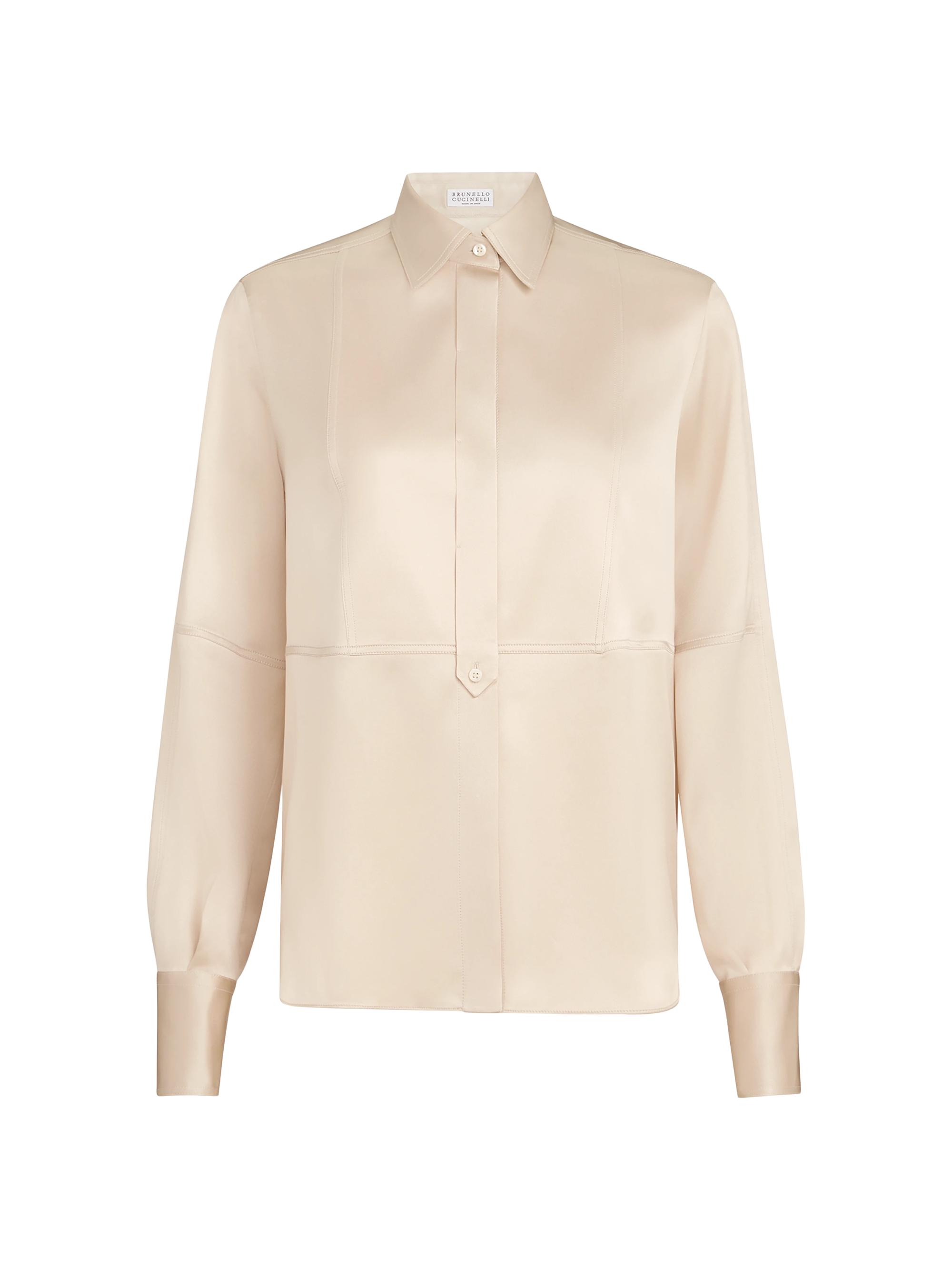 Brunello Cucinelli Stretch Silk Satin Shirt with Monili | Saks
