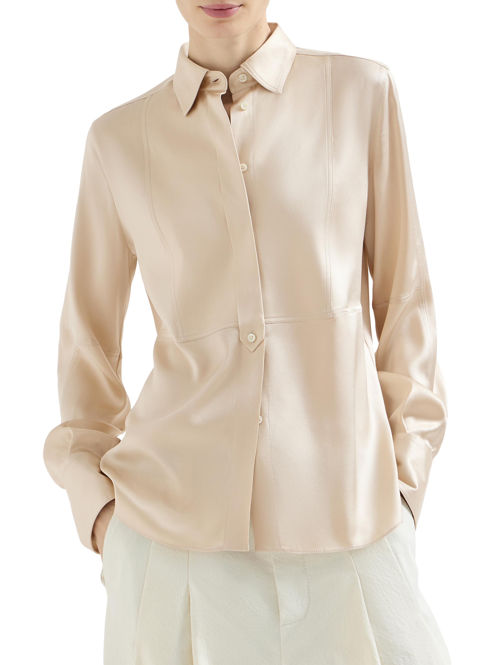 Brunello Cucinelli Stretch Silk Satin Shirt with Monili | Saks