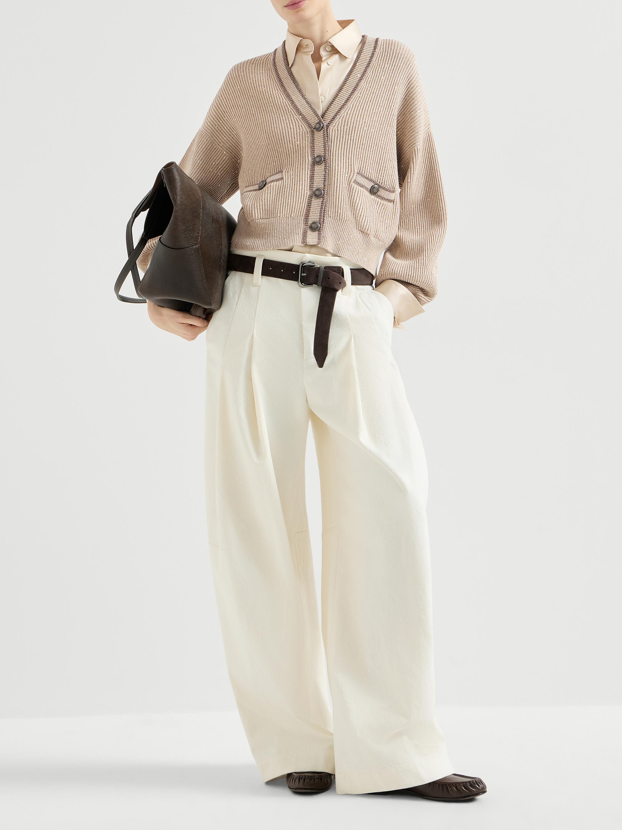 Brunello Cucinelli Stretch Silk Satin Shirt with Monili | Saks