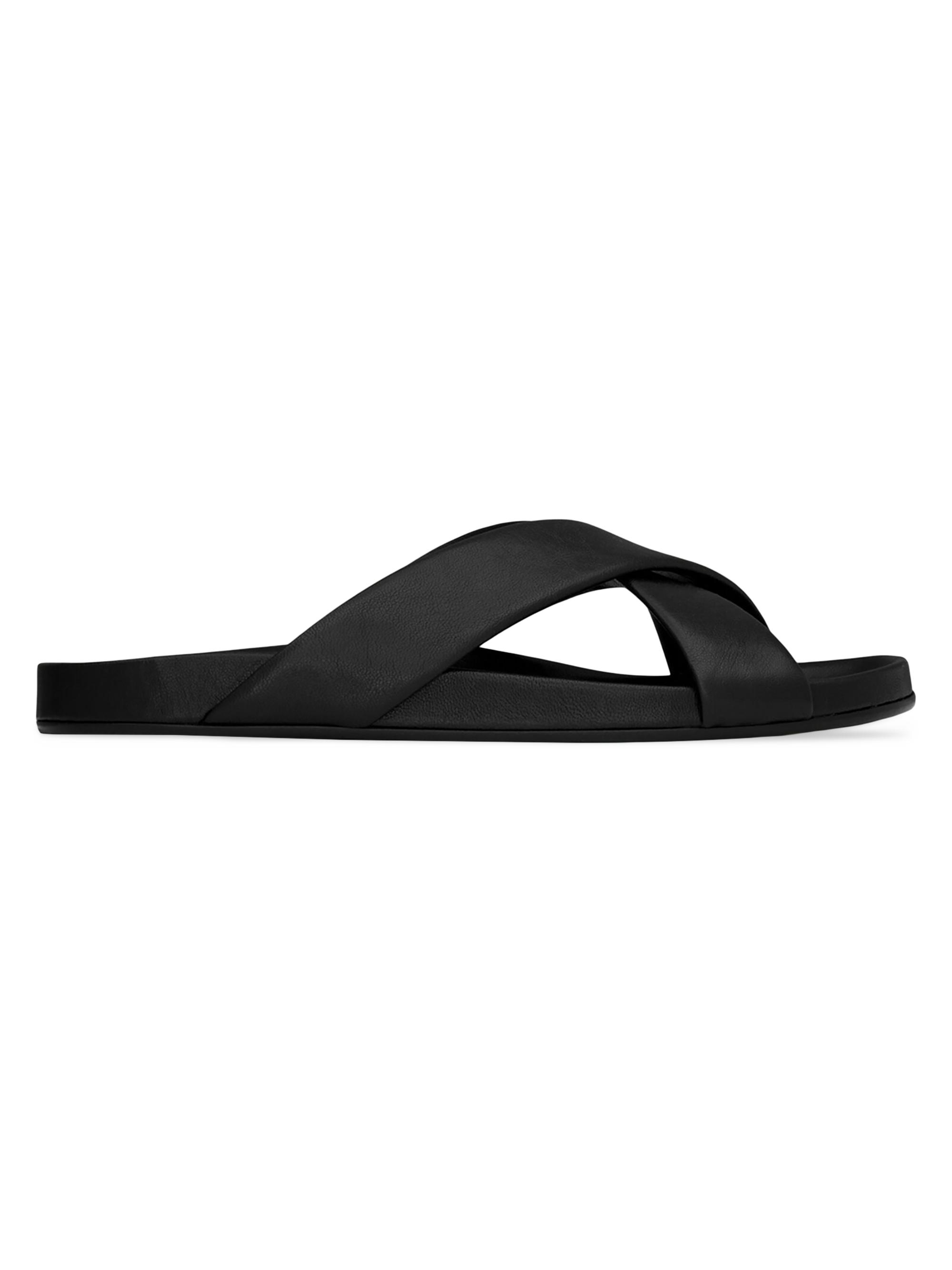 Saint Laurent Men's Nichols Slides in Smooth Leather - Black - Women's Shoes