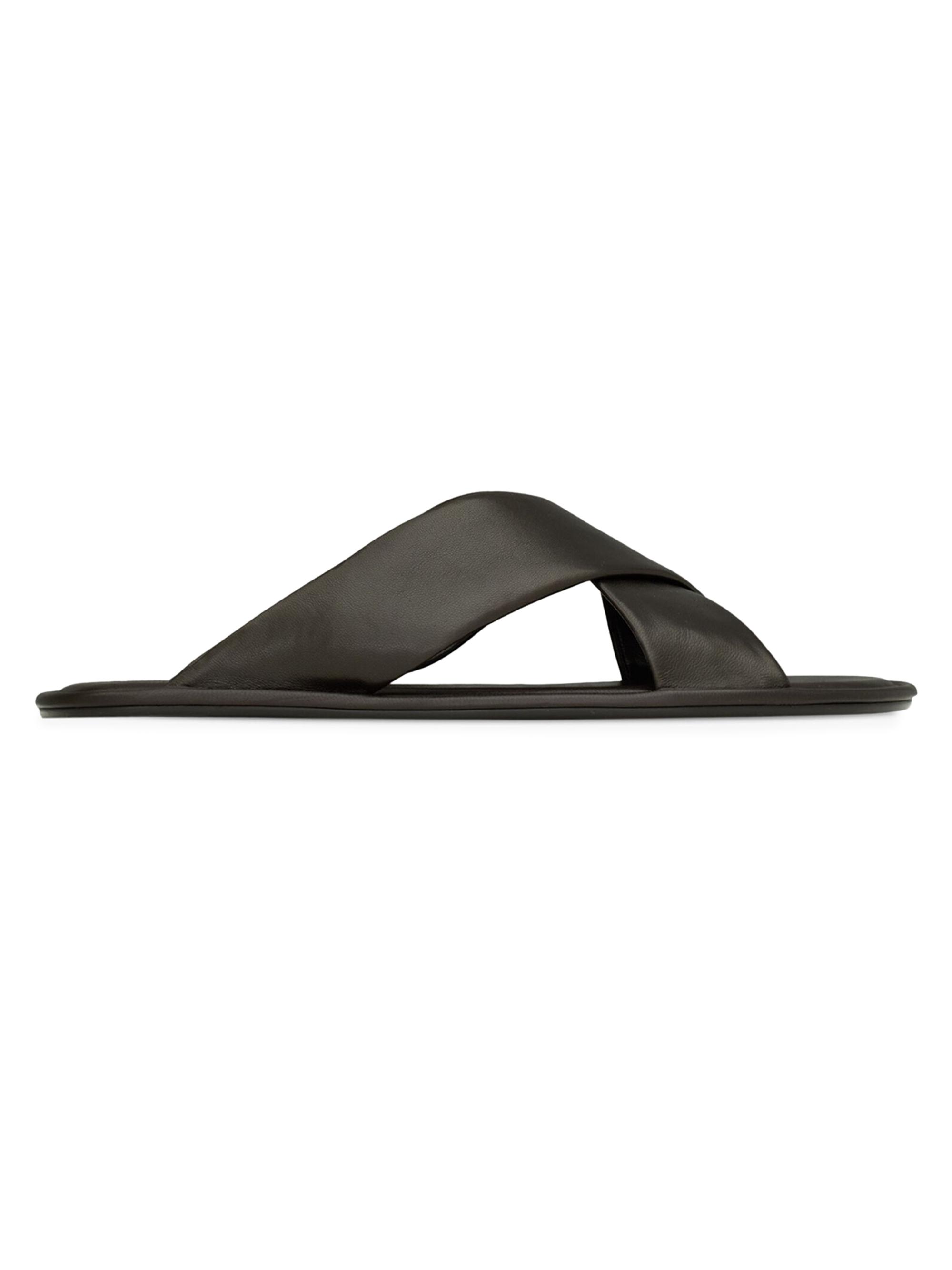 Saint Laurent Men's Carlyle Slides in Smooth Leather - Harris Eagle Brown | Thumbnail 4