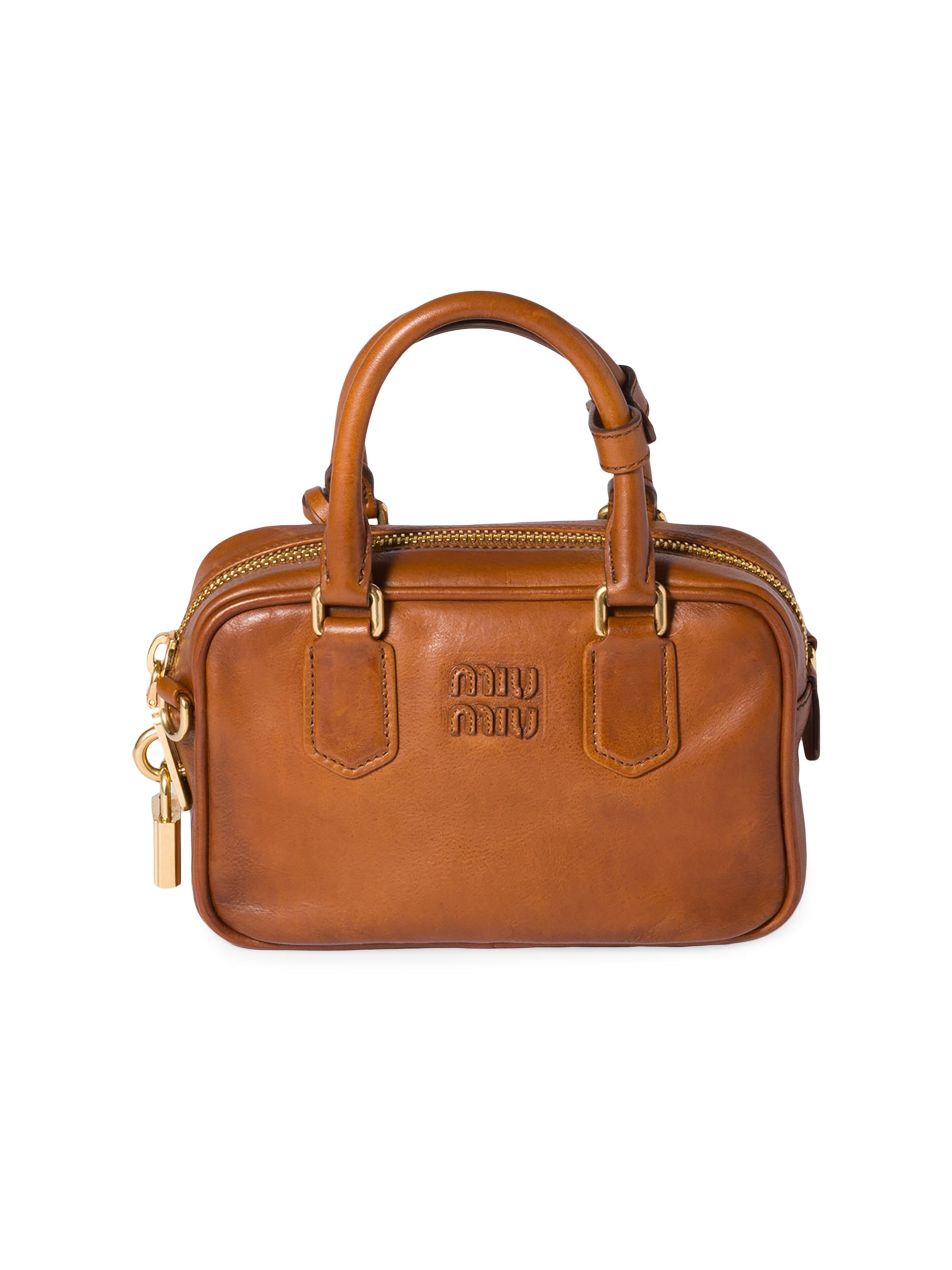 Miu Miu Women's Arcadie Leather Top Handle Bag - Brown