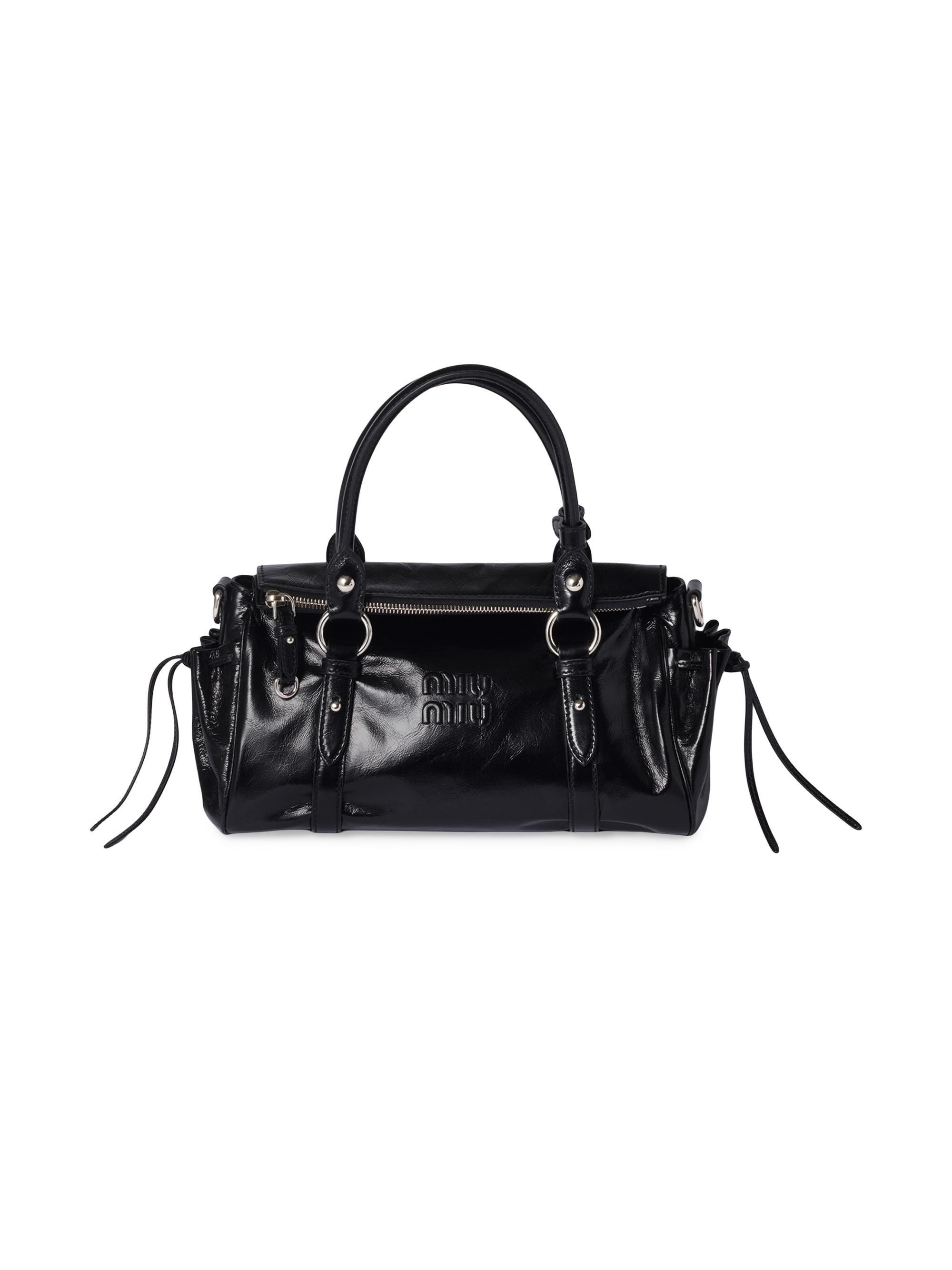 Miu Miu Women's Glossy Leather Top Handle Bag - Black