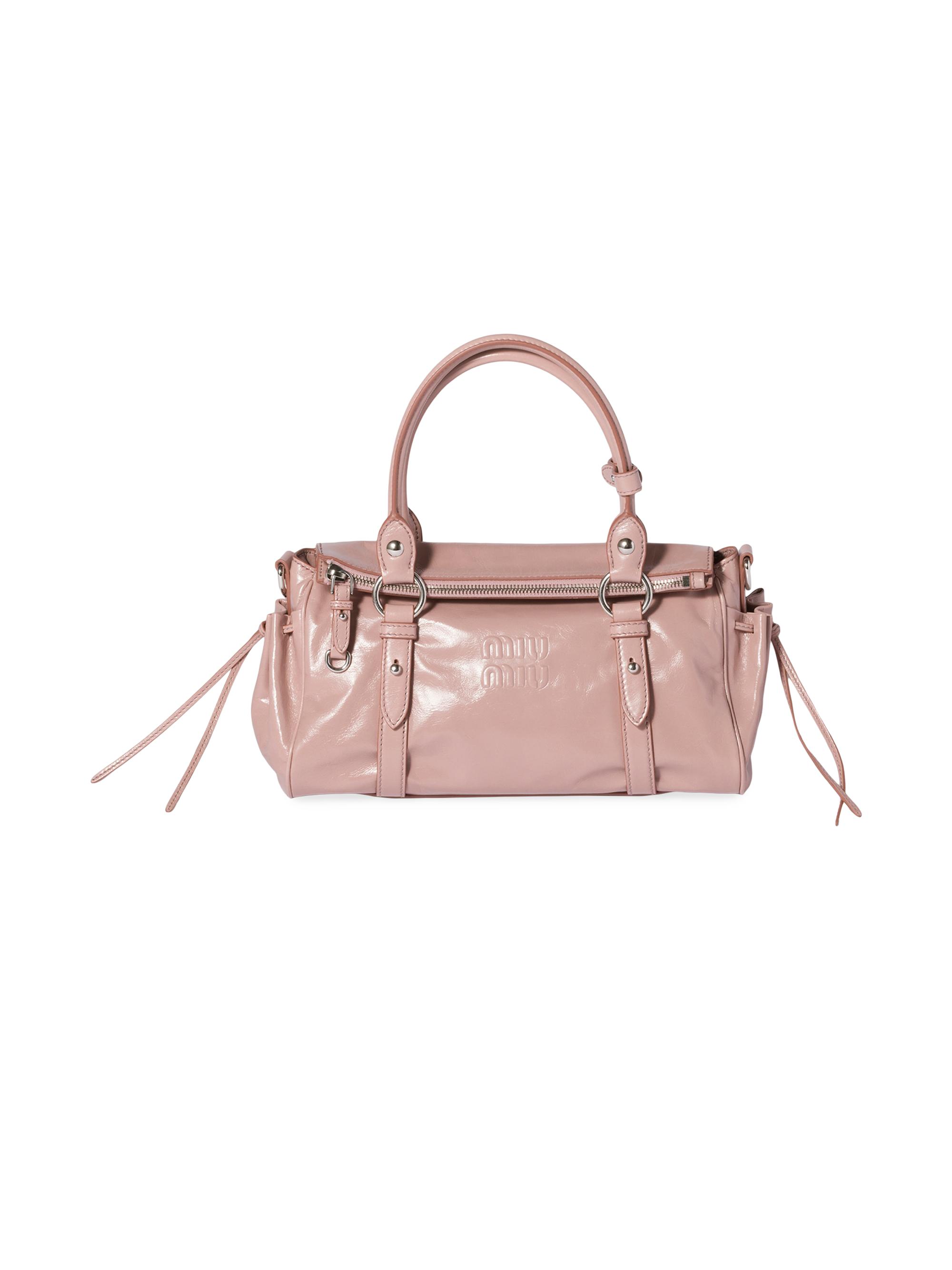 Miu Miu Women's Glossy Leather Top Handle Bag - Pink