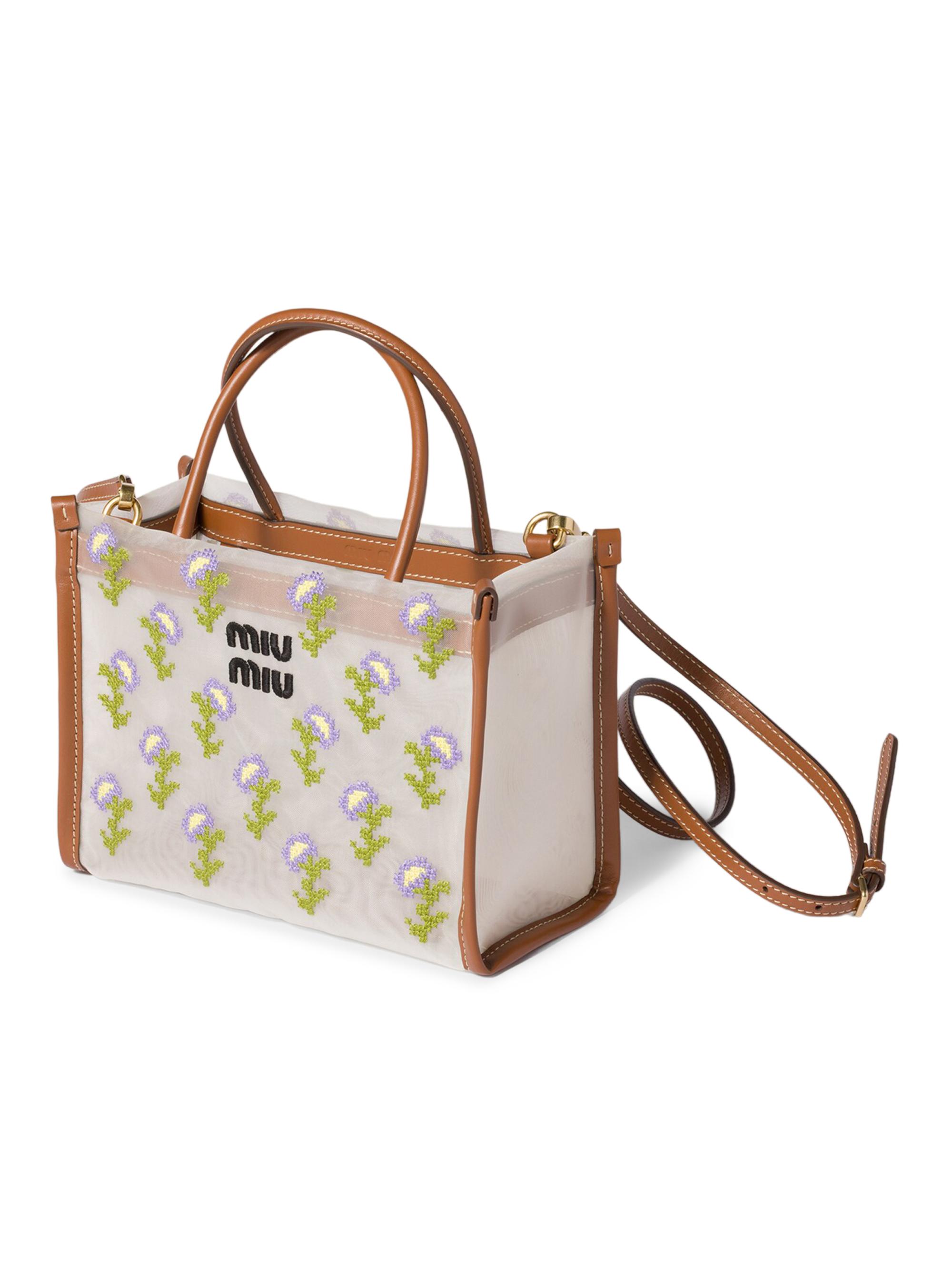 Miu Miu Embroidered Mesh Top-Handle Bag | Saks Fifth Avenue