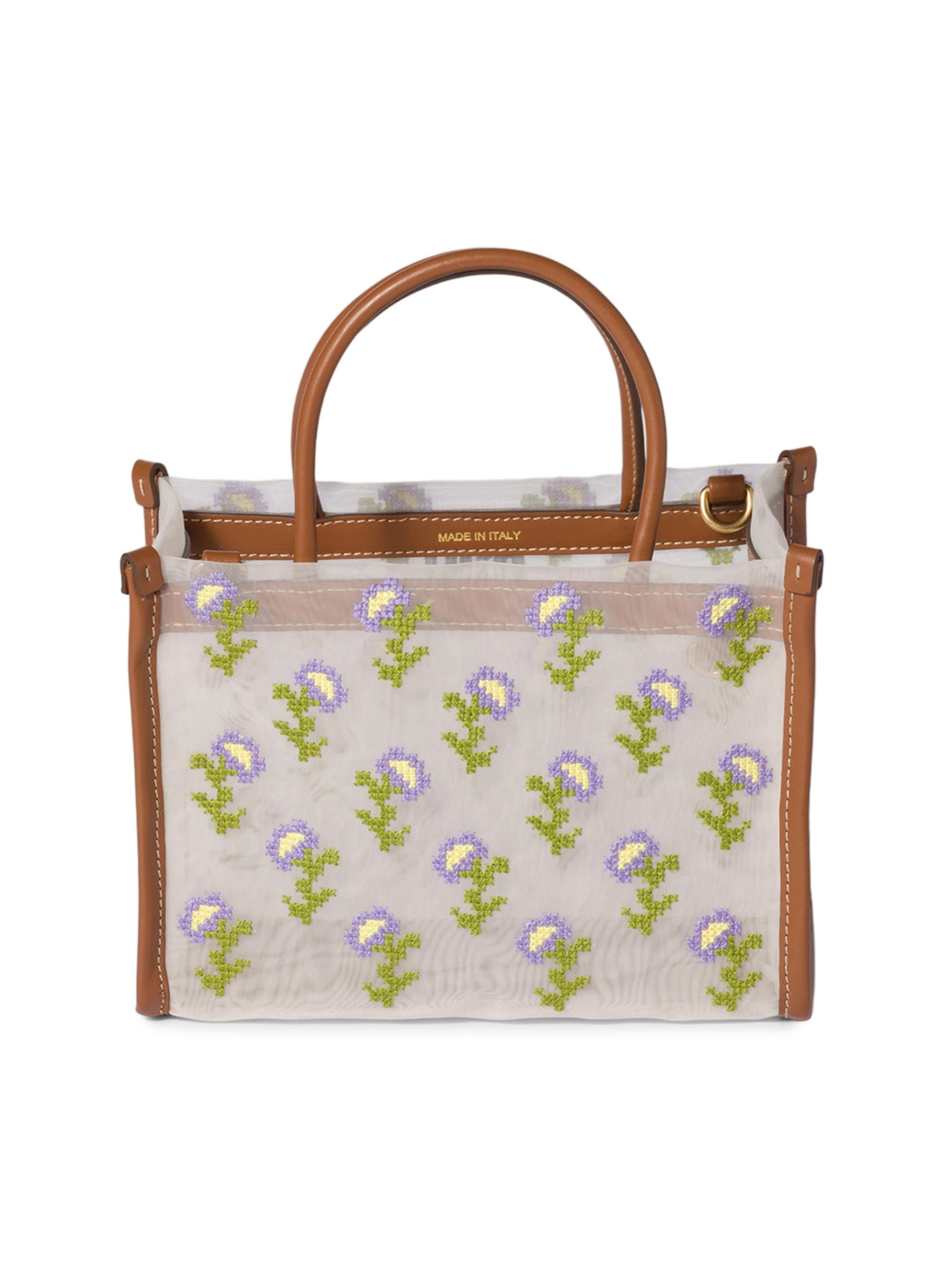 Miu Miu Embroidered Mesh Top-Handle Bag | Saks Fifth Avenue