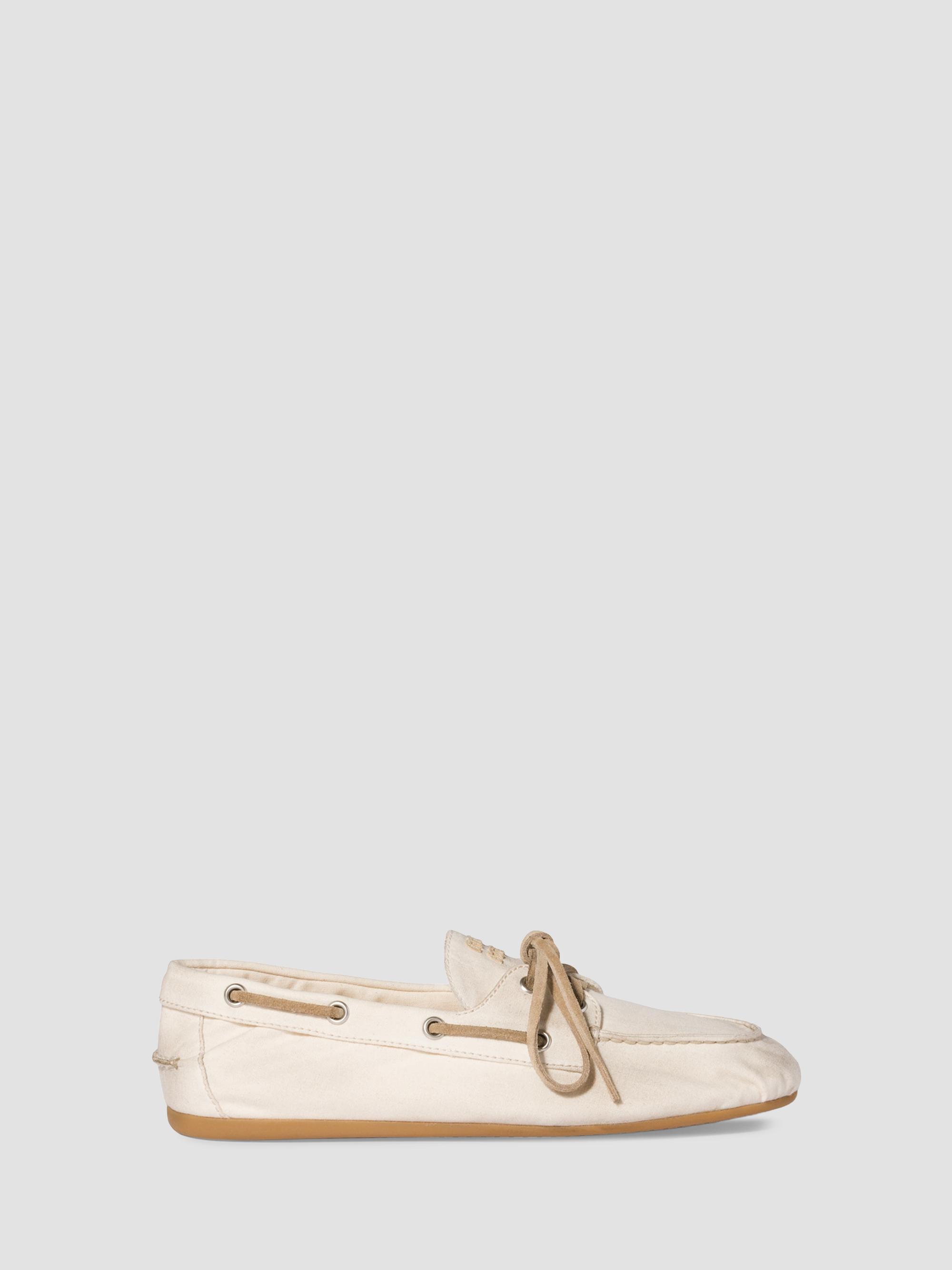 Miu Miu Women's Canvas Deck Loafers - Beige Khaki | Thumbnail 4