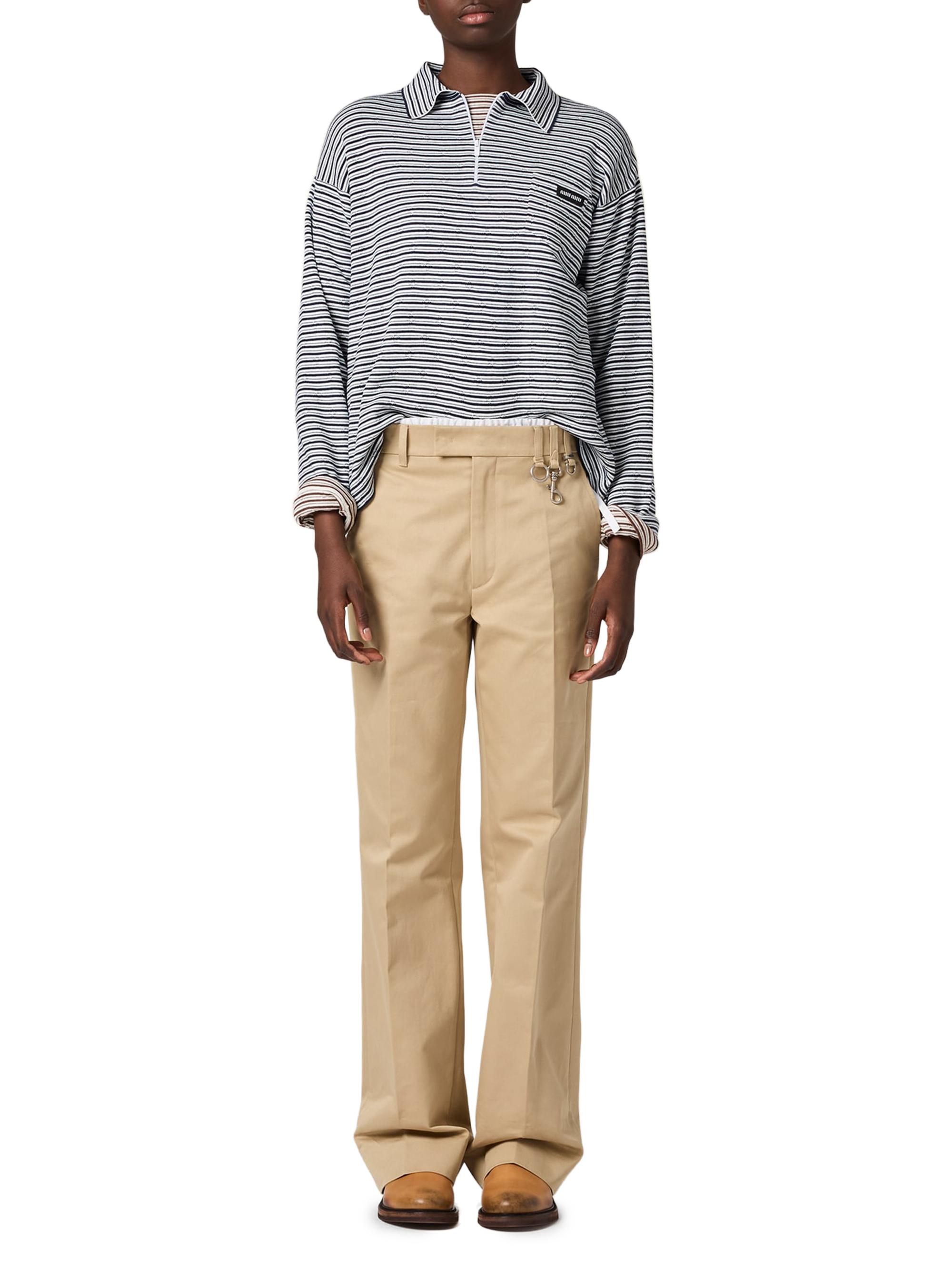 Miu Miu Women's Cotton, Cashmere and Silk Polo Shirt - White Multicolor | Thumbnail 2