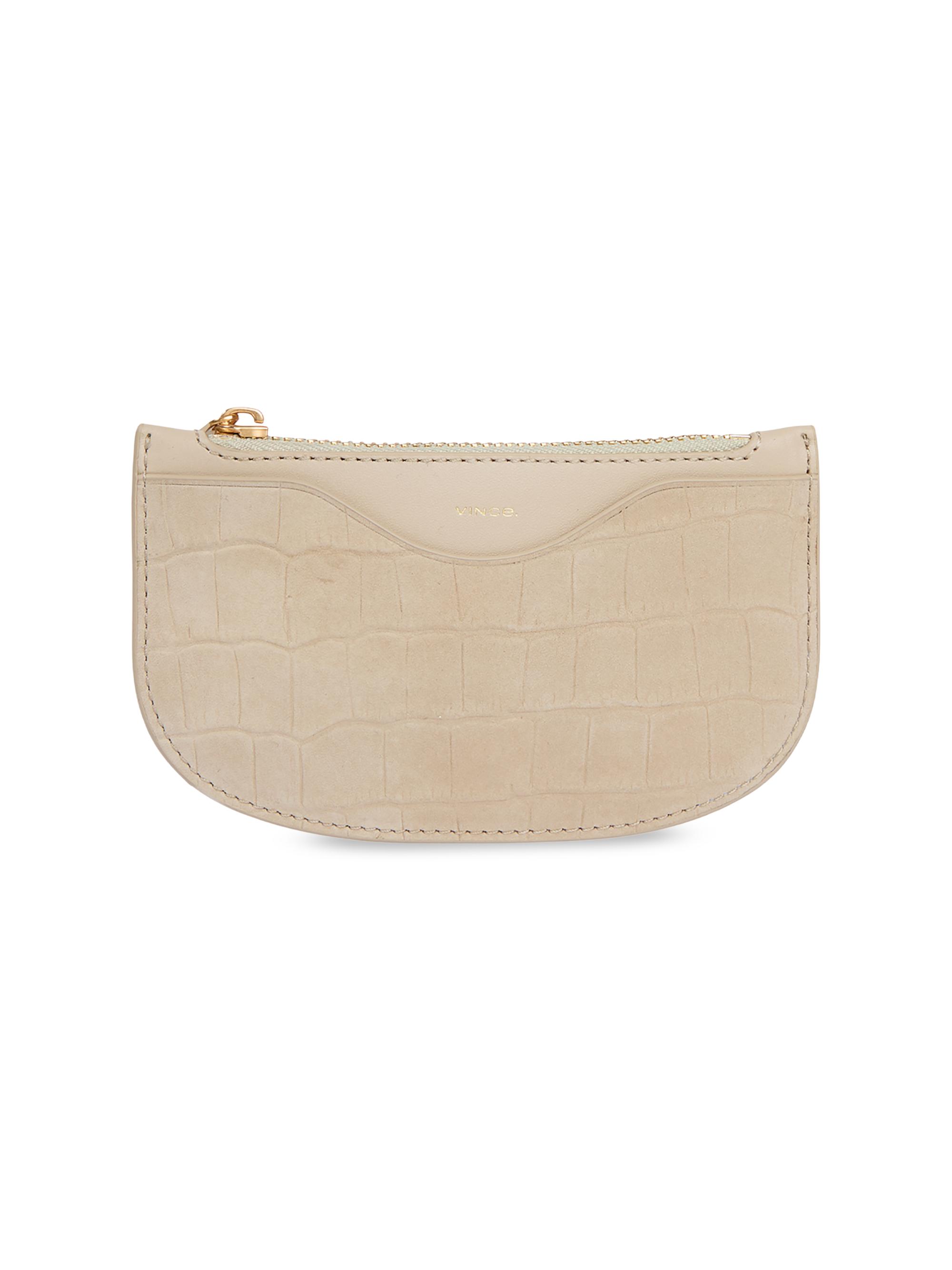 Vince Women's Demma Croc-Embossed Leather Card Case - Marzipan