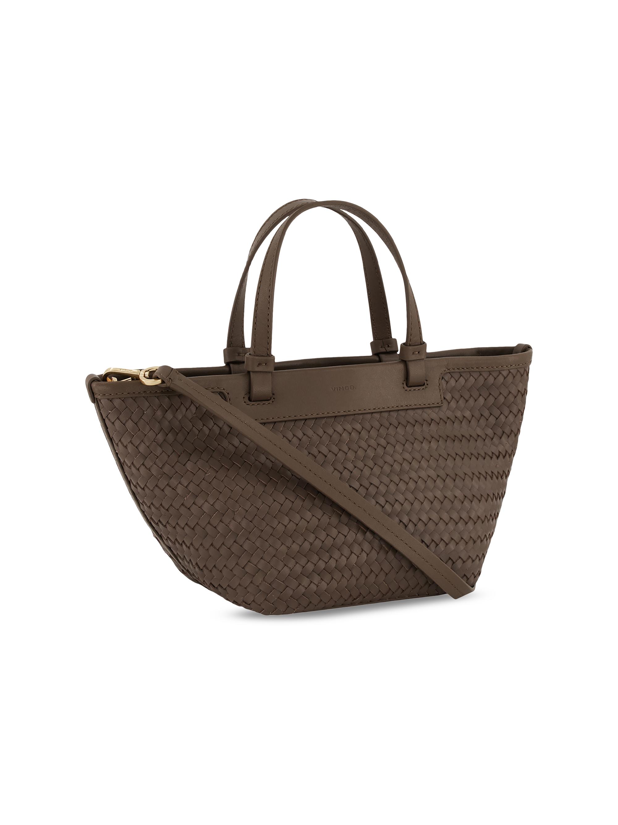 Vince Women's Marin Mini Woven Leather Tote Bag - Date | Thumbnail 3