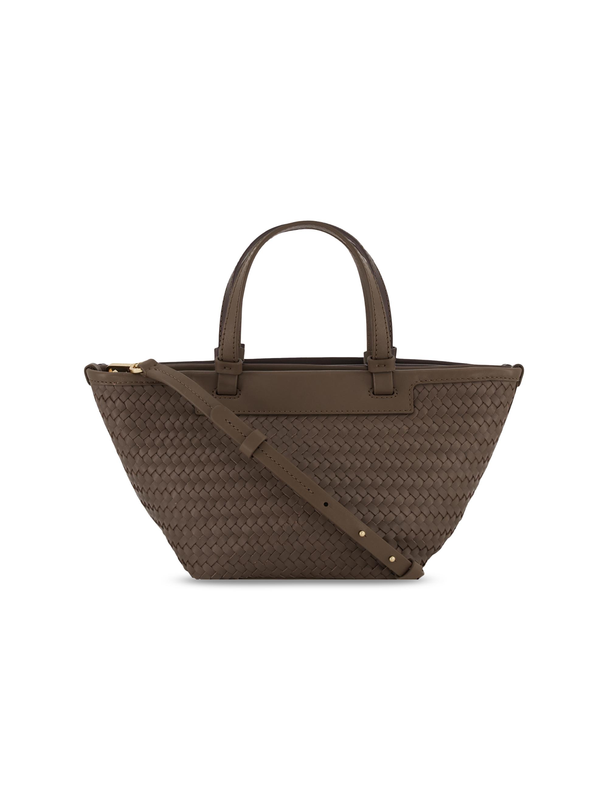 Vince Women's Marin Mini Woven Leather Tote Bag - Date | Thumbnail 4