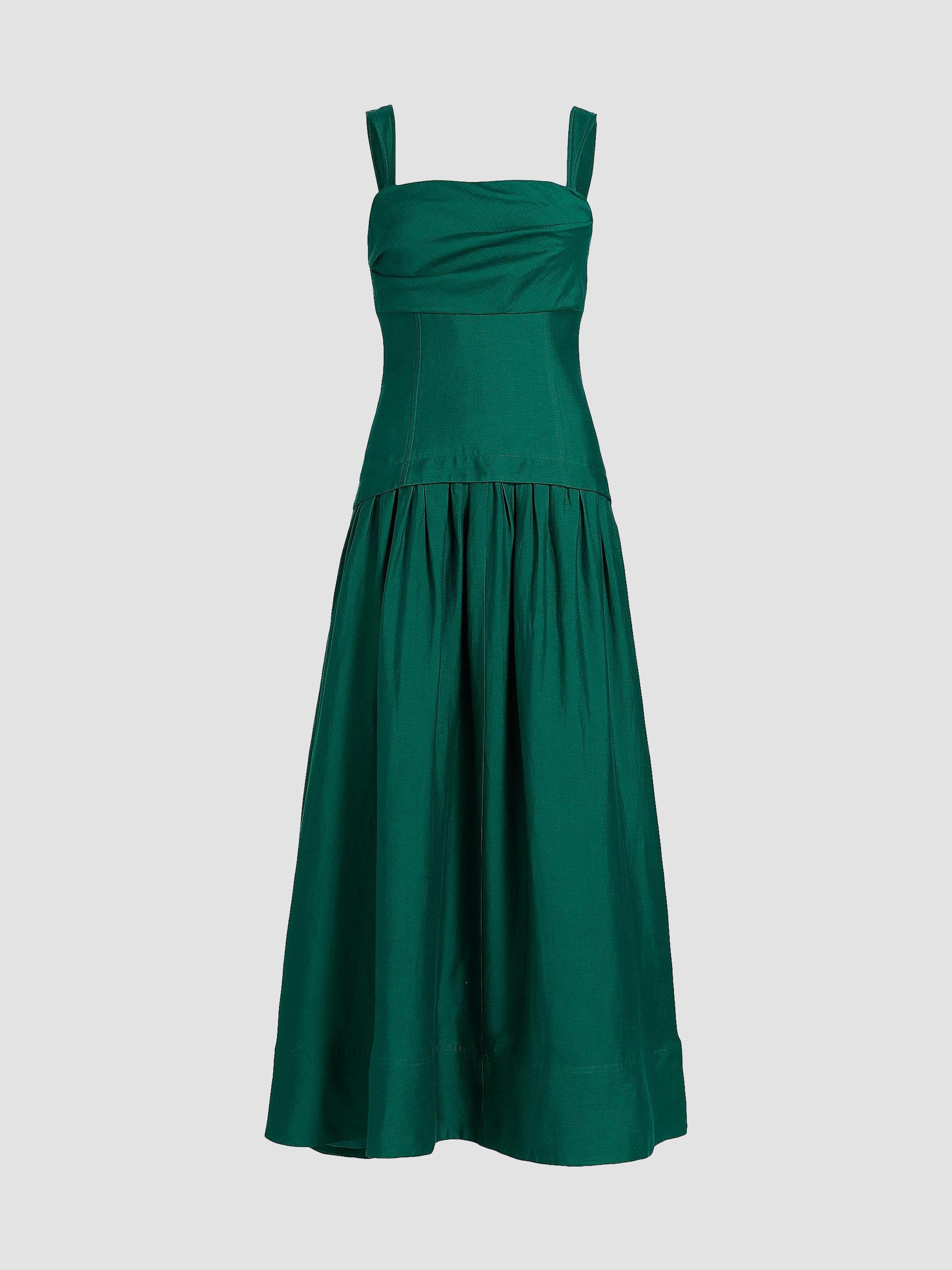 Acler Women's Forever Young Reeve Linen-Blend Drop-Waist Maxi Dress - Deep Emerald