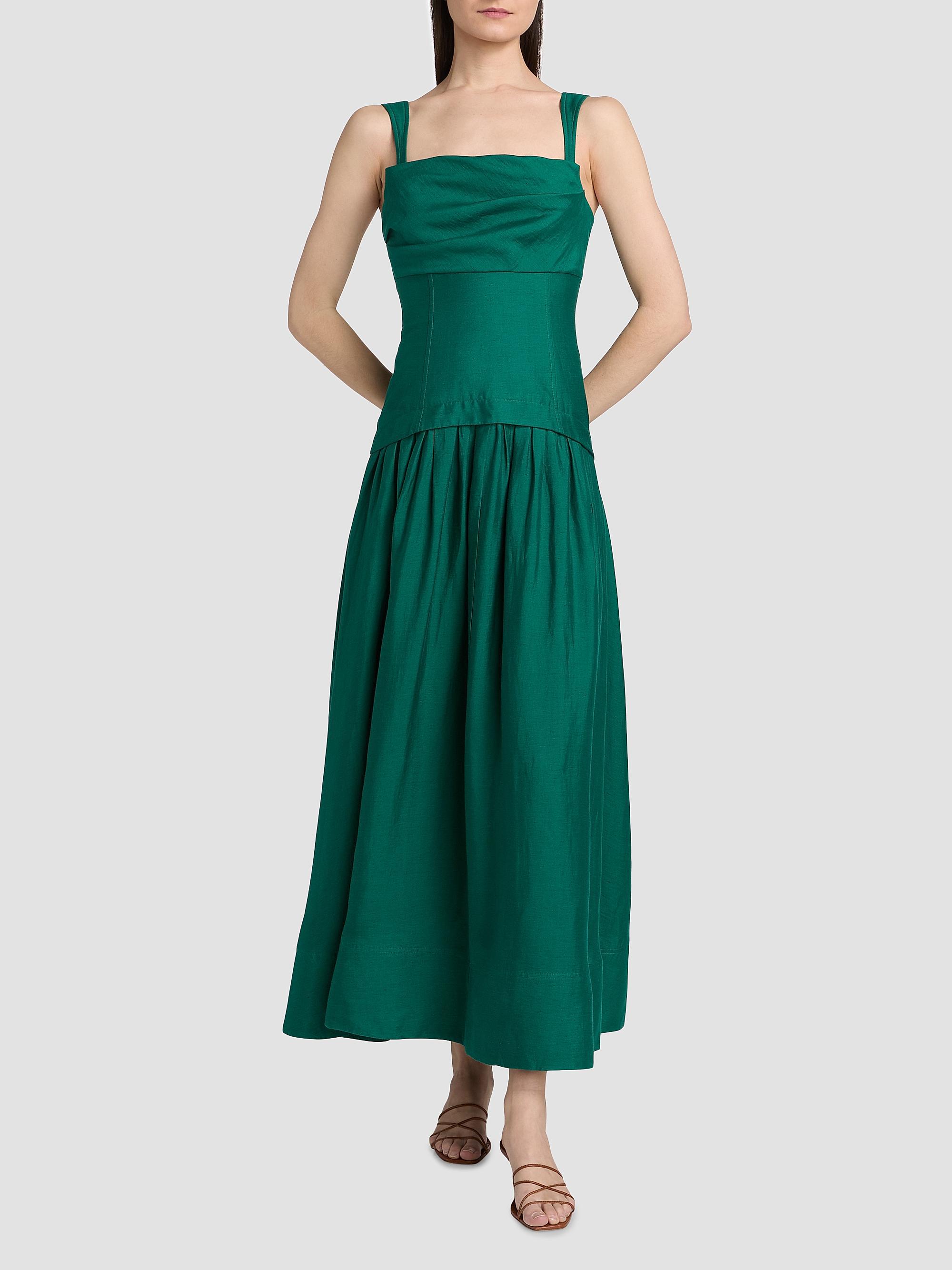 Acler Women's Forever Young Reeve Linen-Blend Drop-Waist Maxi Dress - Deep Emerald | Thumbnail 3