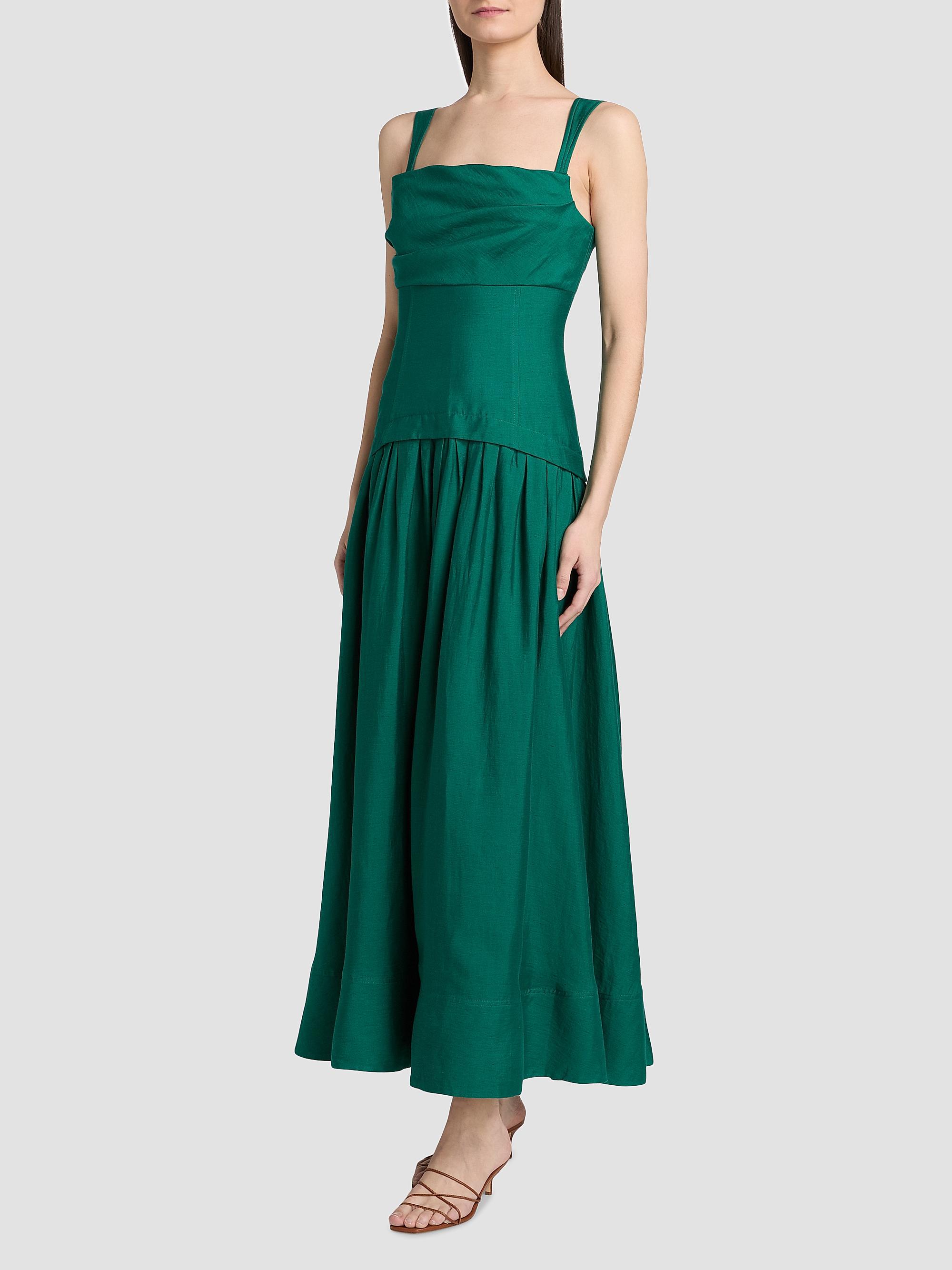 Acler Women's Forever Young Reeve Linen-Blend Drop-Waist Maxi Dress - Deep Emerald | Thumbnail 4