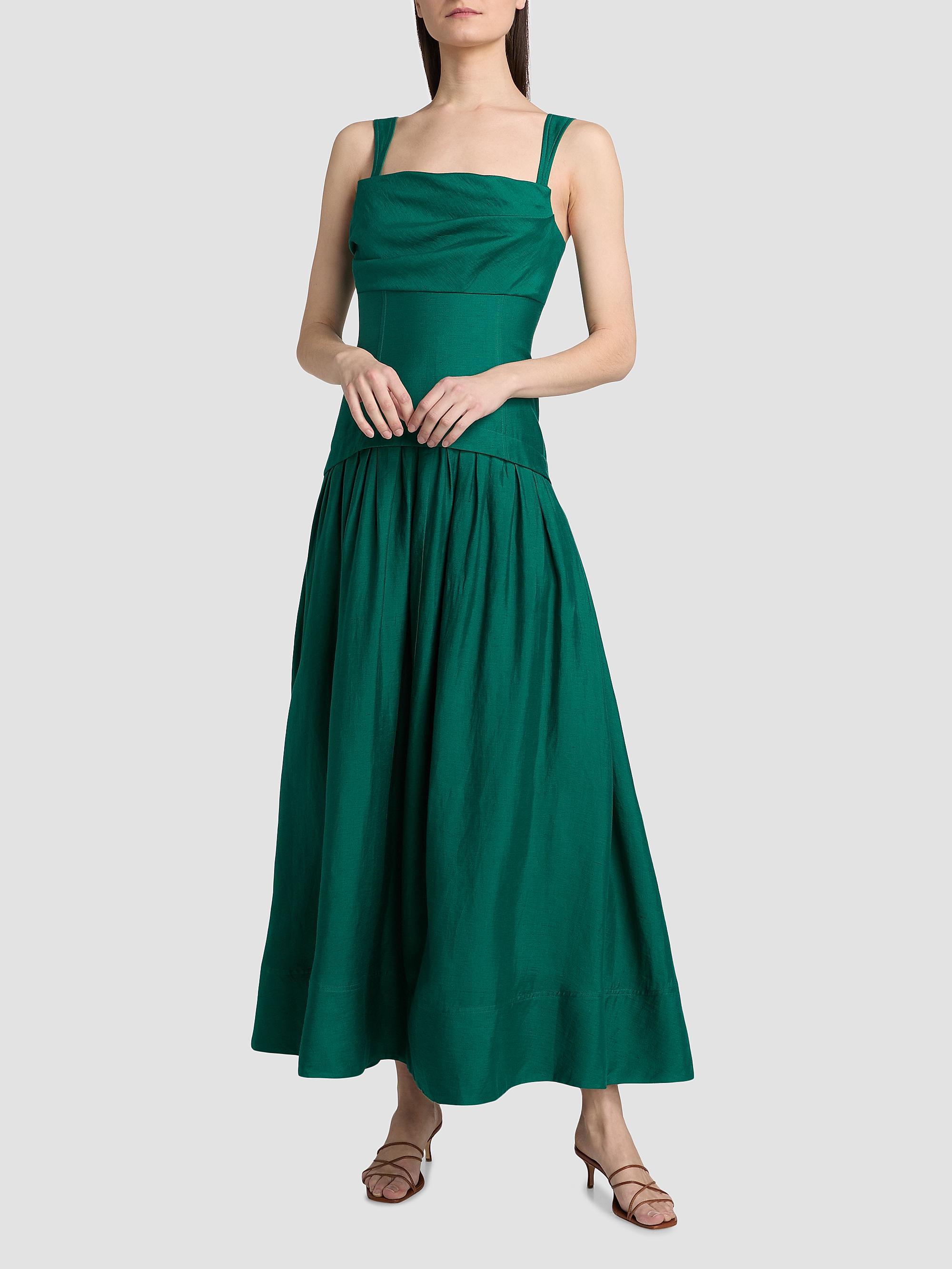 Acler Women's Forever Young Reeve Linen-Blend Drop-Waist Maxi Dress - Deep Emerald | Thumbnail 2