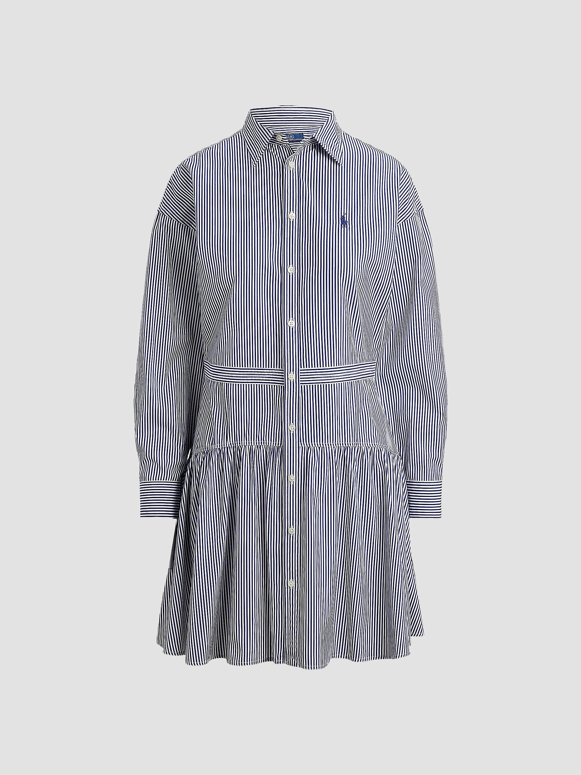 ralph lauren pinstripe shirt dress Polo Ralph Lauren Striped Belted Shirt Dress | Blue