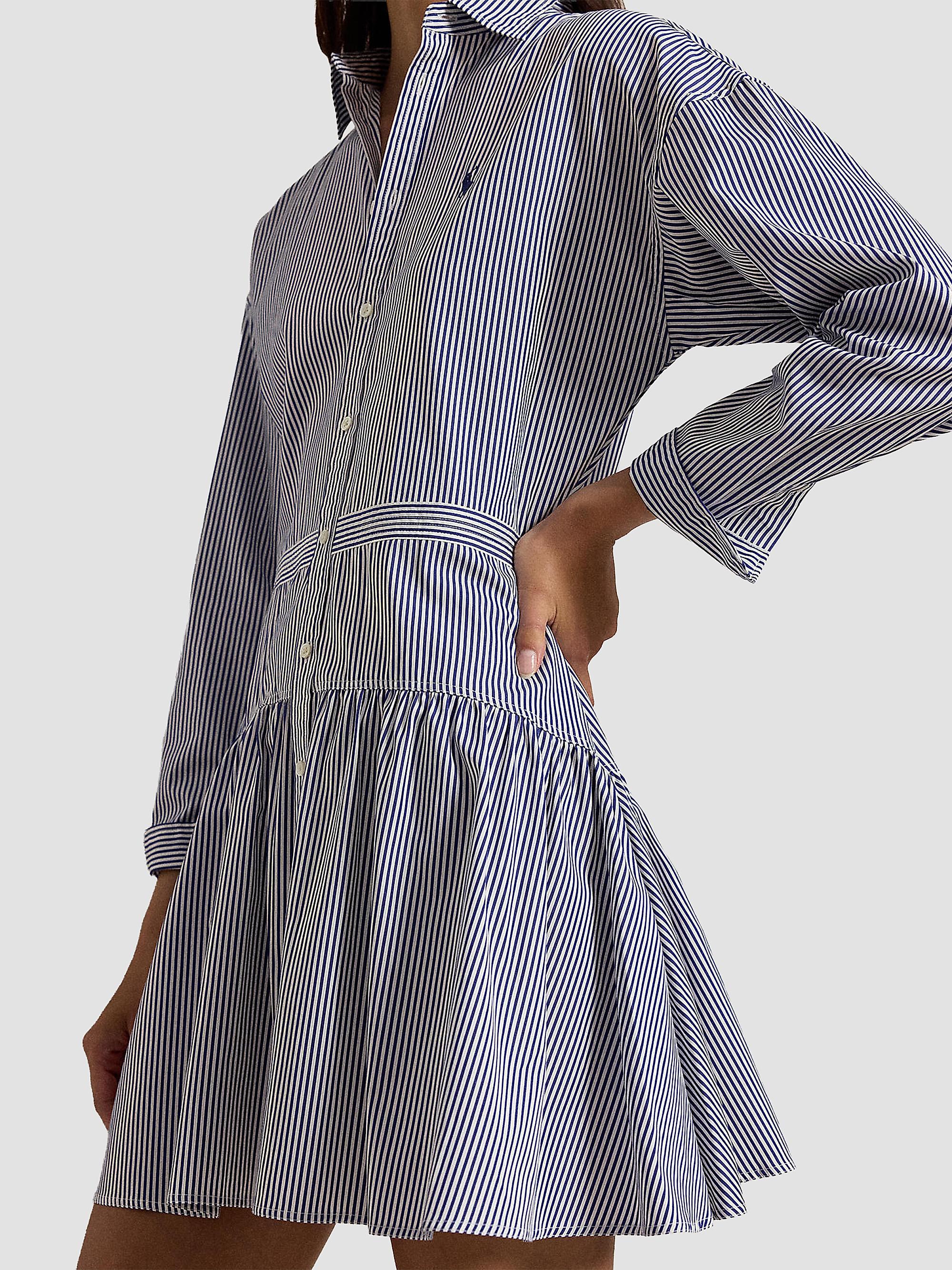 ralph lauren pinstripe shirt dress Polo Ralph Lauren - Striped Cotton Paneled Shirtdress
