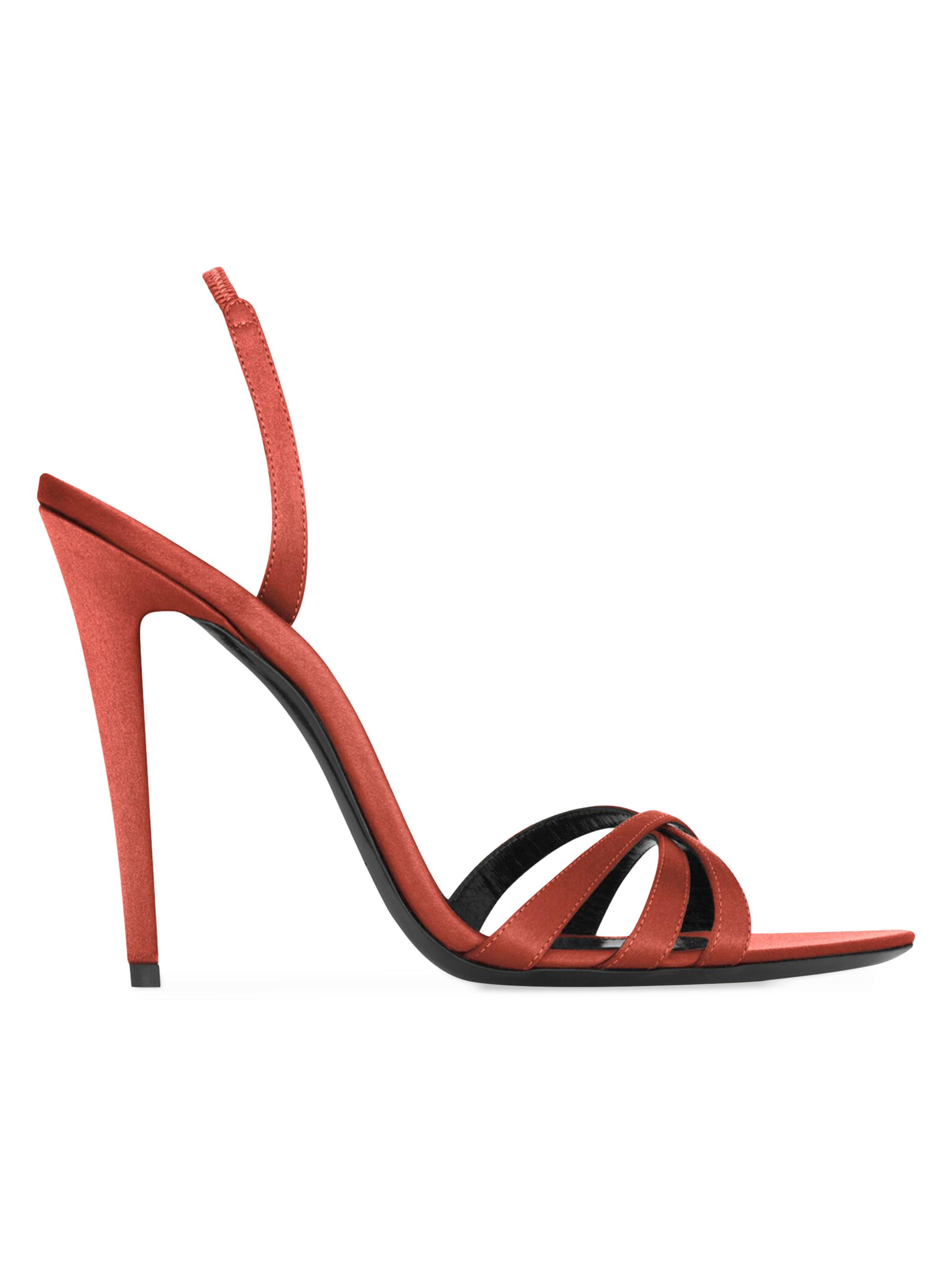 Saint Laurent Women's Kate Sandals in Satin Crepe - Dark Ruggine | Thumbnail 4