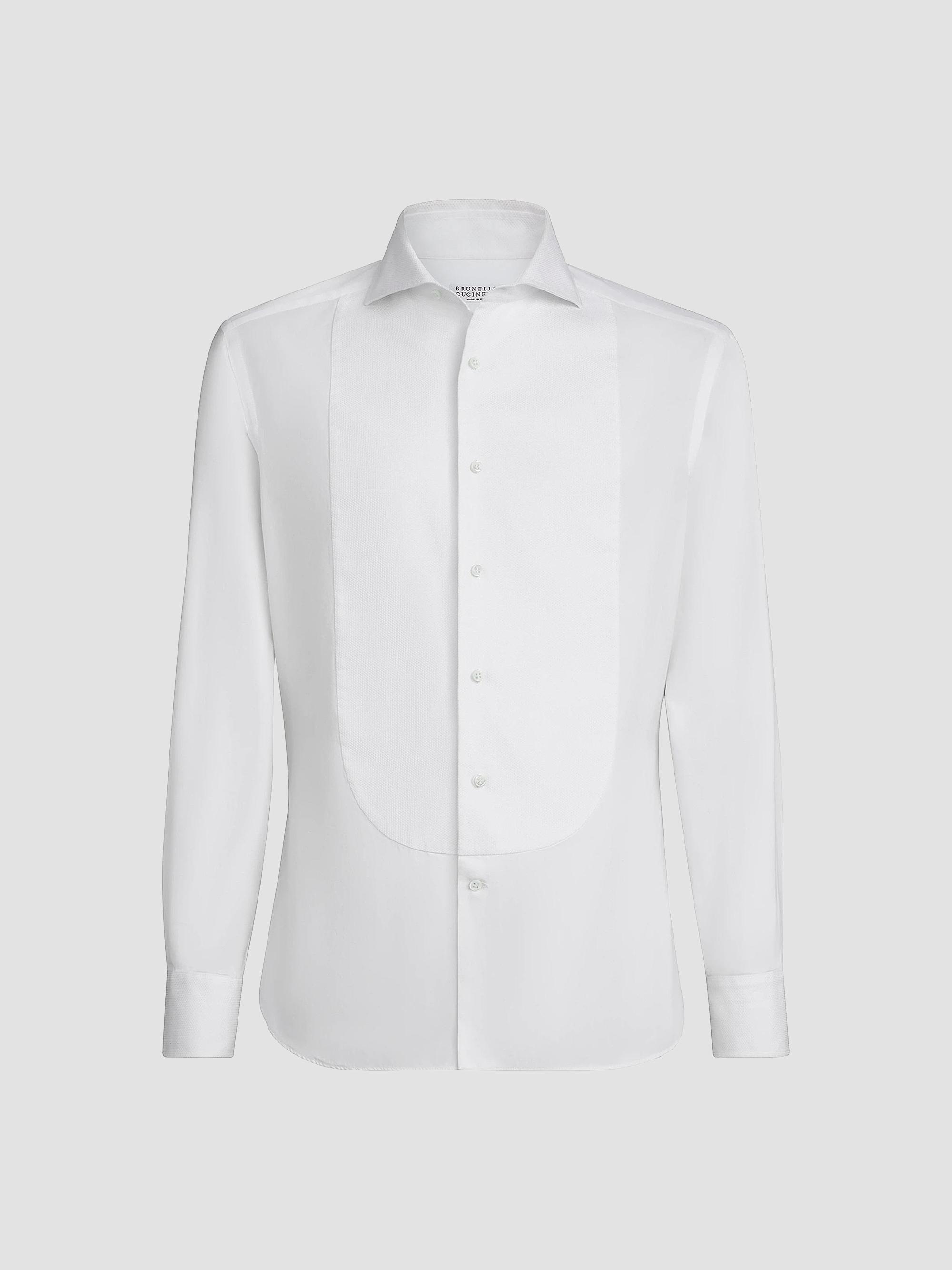 brunello cucinelli dress shirt Men'S White Mocha Striped Lightweight denim easy fit Western shirt The sporty feel of lightweight denim enriches this western Brunello Cucinelli Geometric-pattern Cotton Men