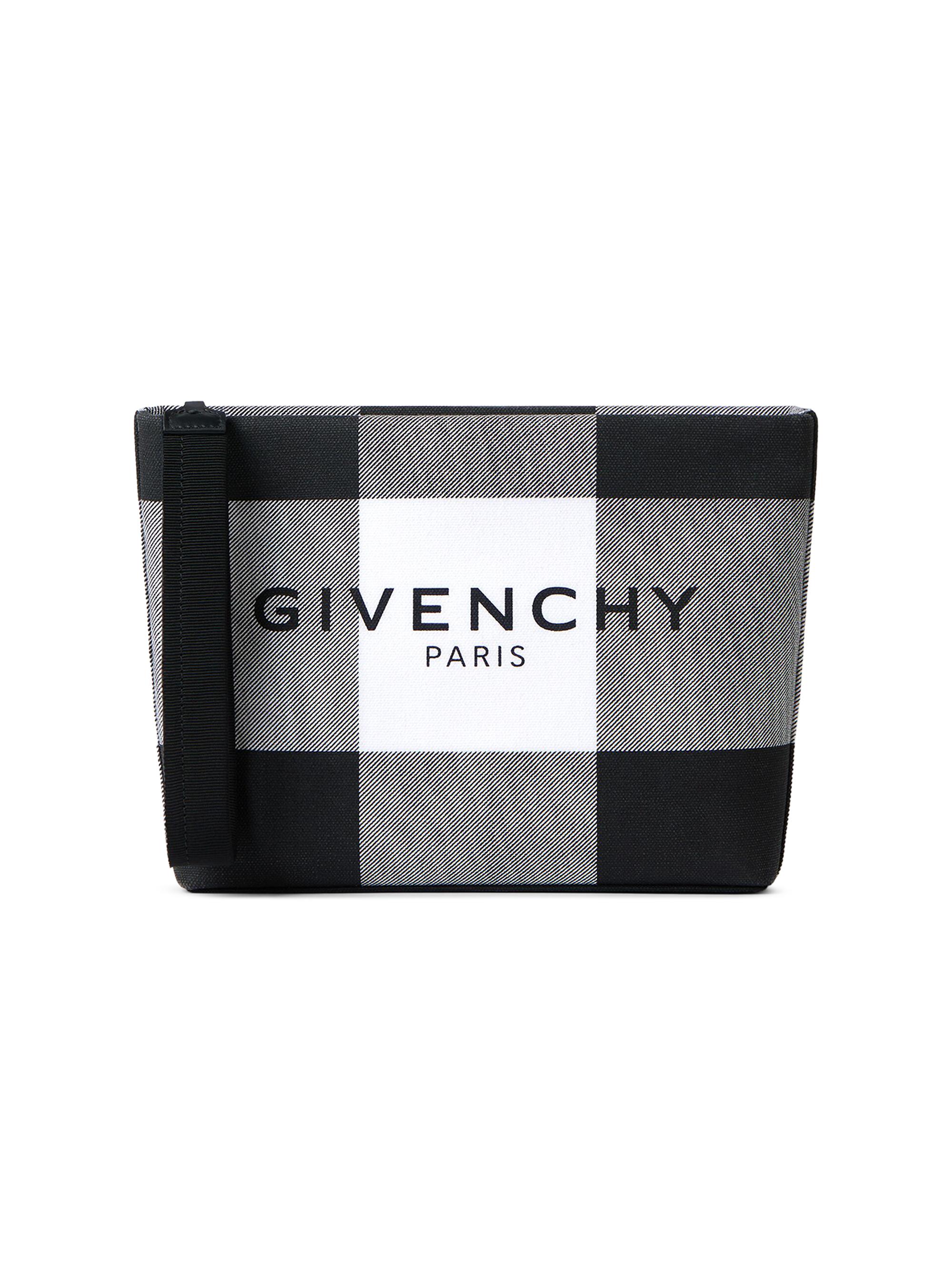 Givenchy Women's Pouch in Checked Canvas - Grey Black