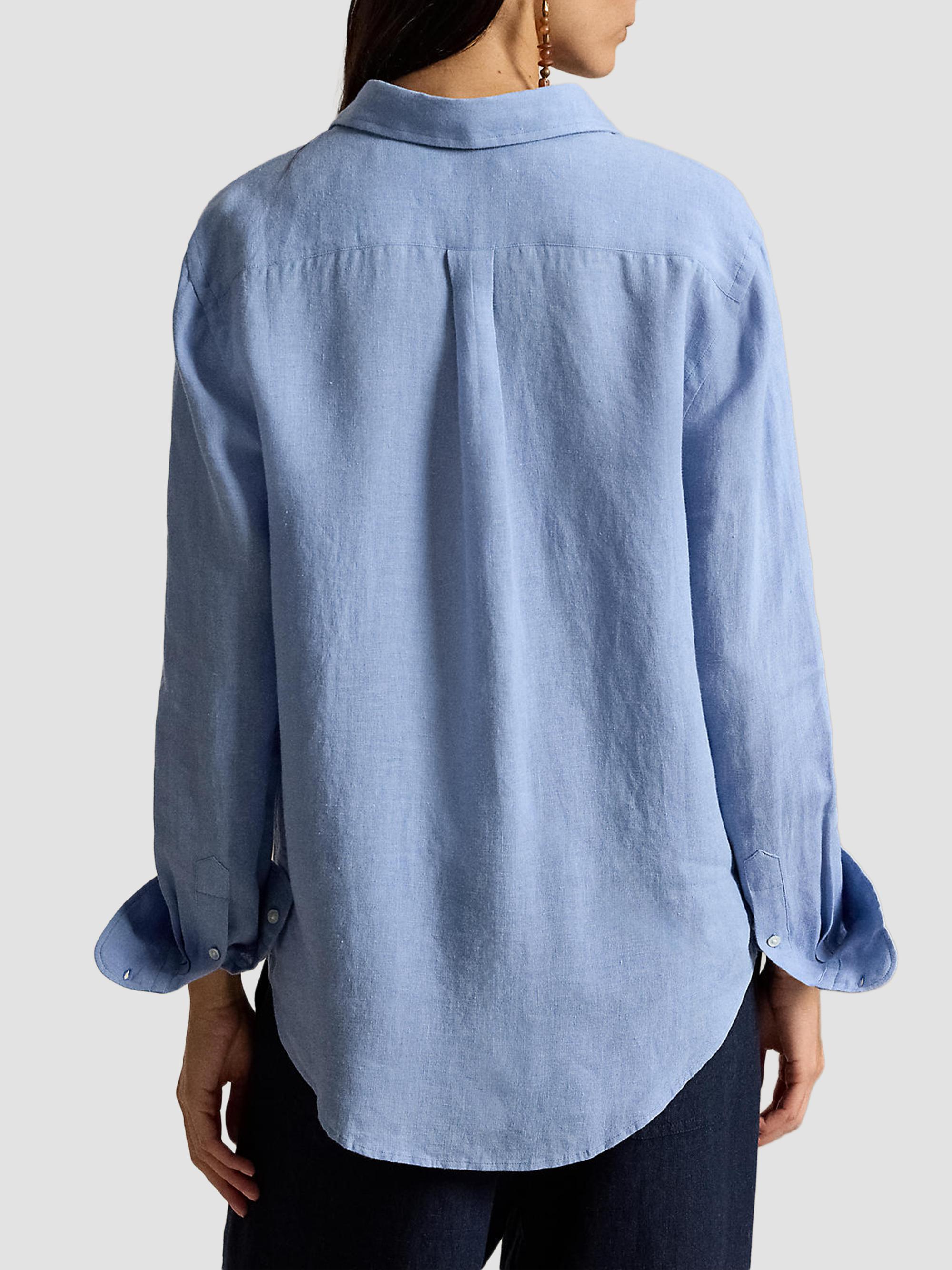 Polo Ralph Lauren Women's Linen Classic-Fit Button-Front Shirt - Summer Blue | Thumbnail 3