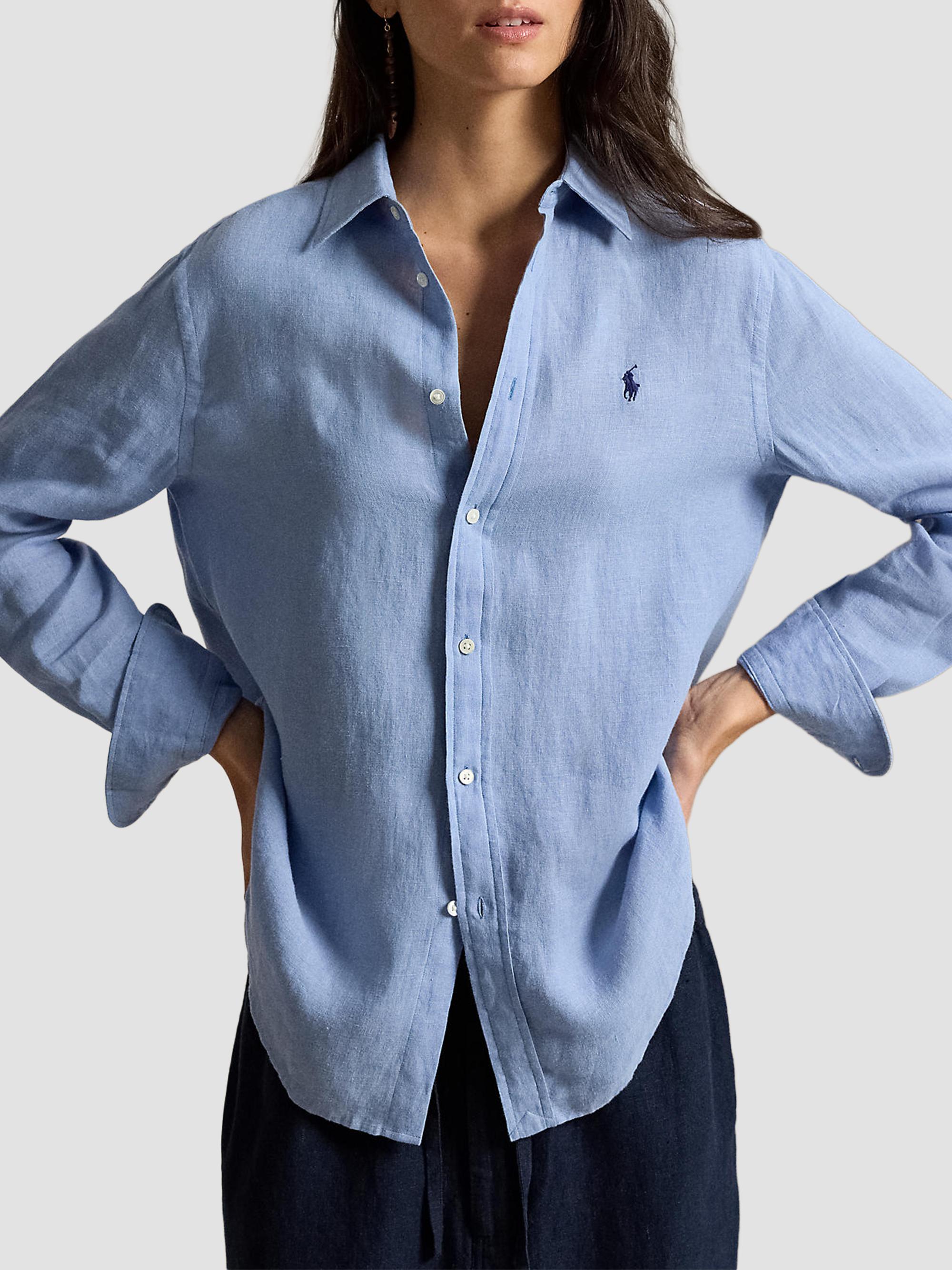 Polo Ralph Lauren Women's Linen Classic-Fit Button-Front Shirt - Summer Blue | Thumbnail 4