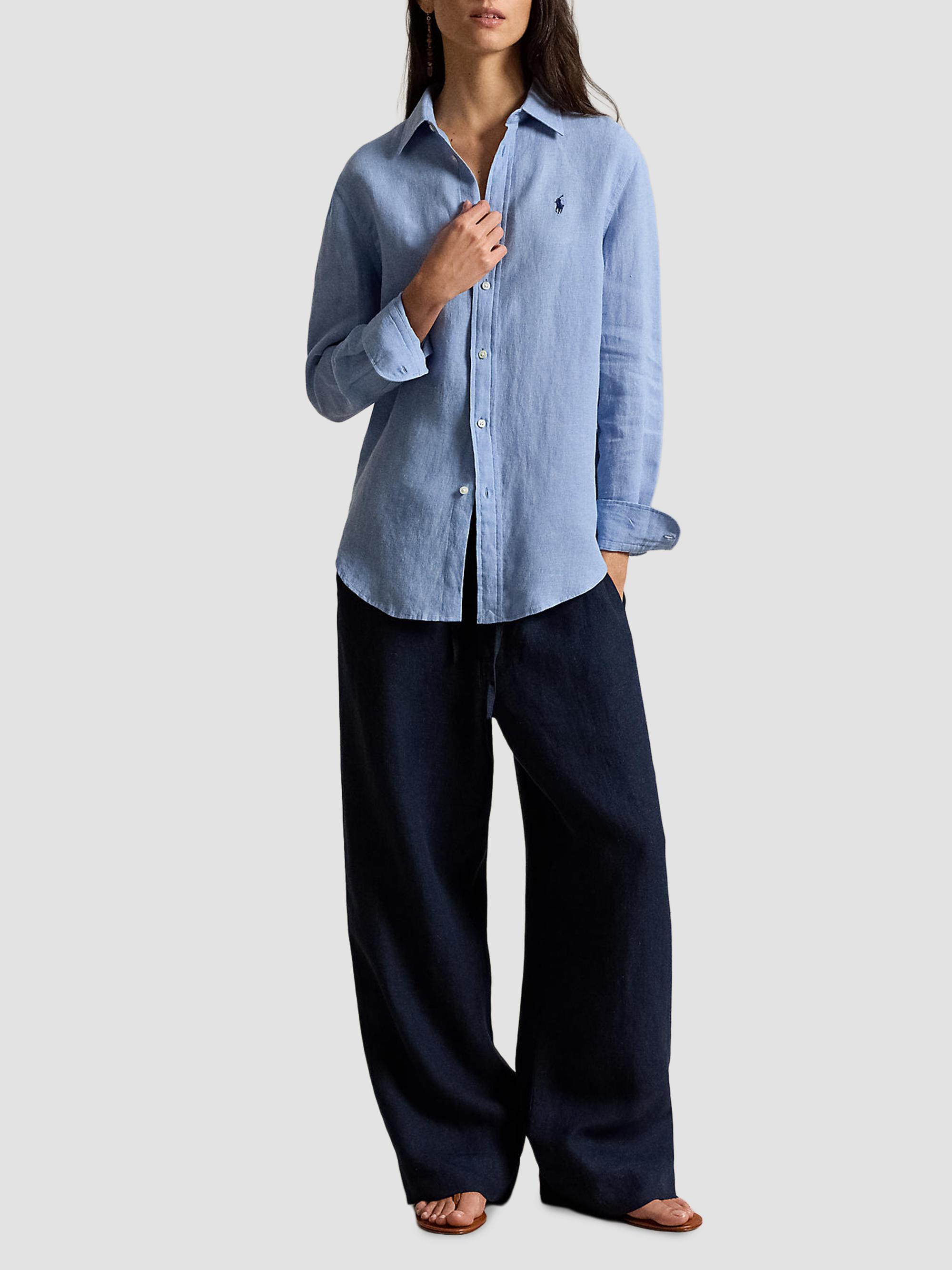 Polo Ralph Lauren Women's Linen Classic-Fit Button-Front Shirt - Summer Blue | Thumbnail 2