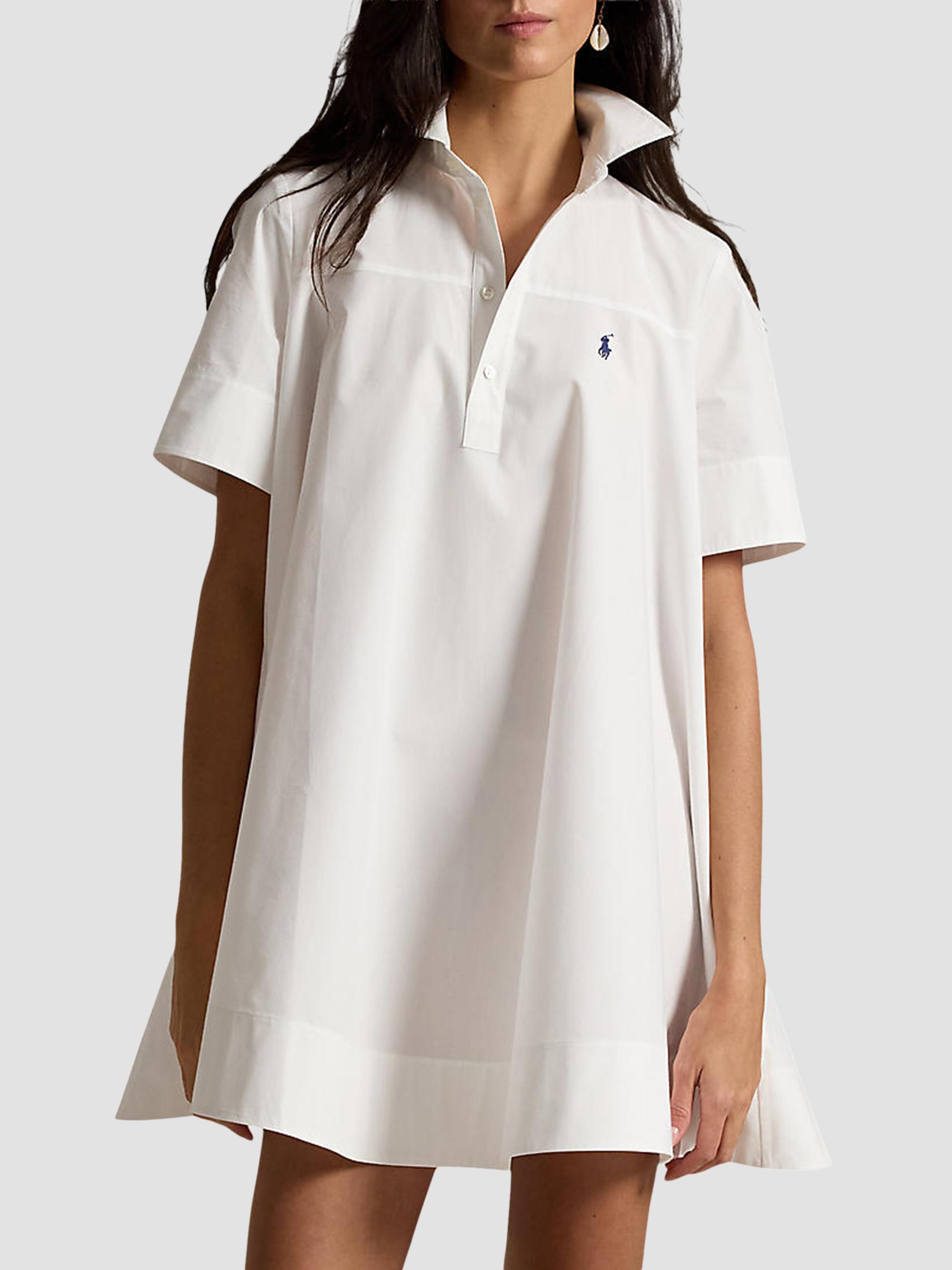 Polo Ralph Lauren Women's Cotton A-Line Mini Shirtdress - White | Thumbnail 4