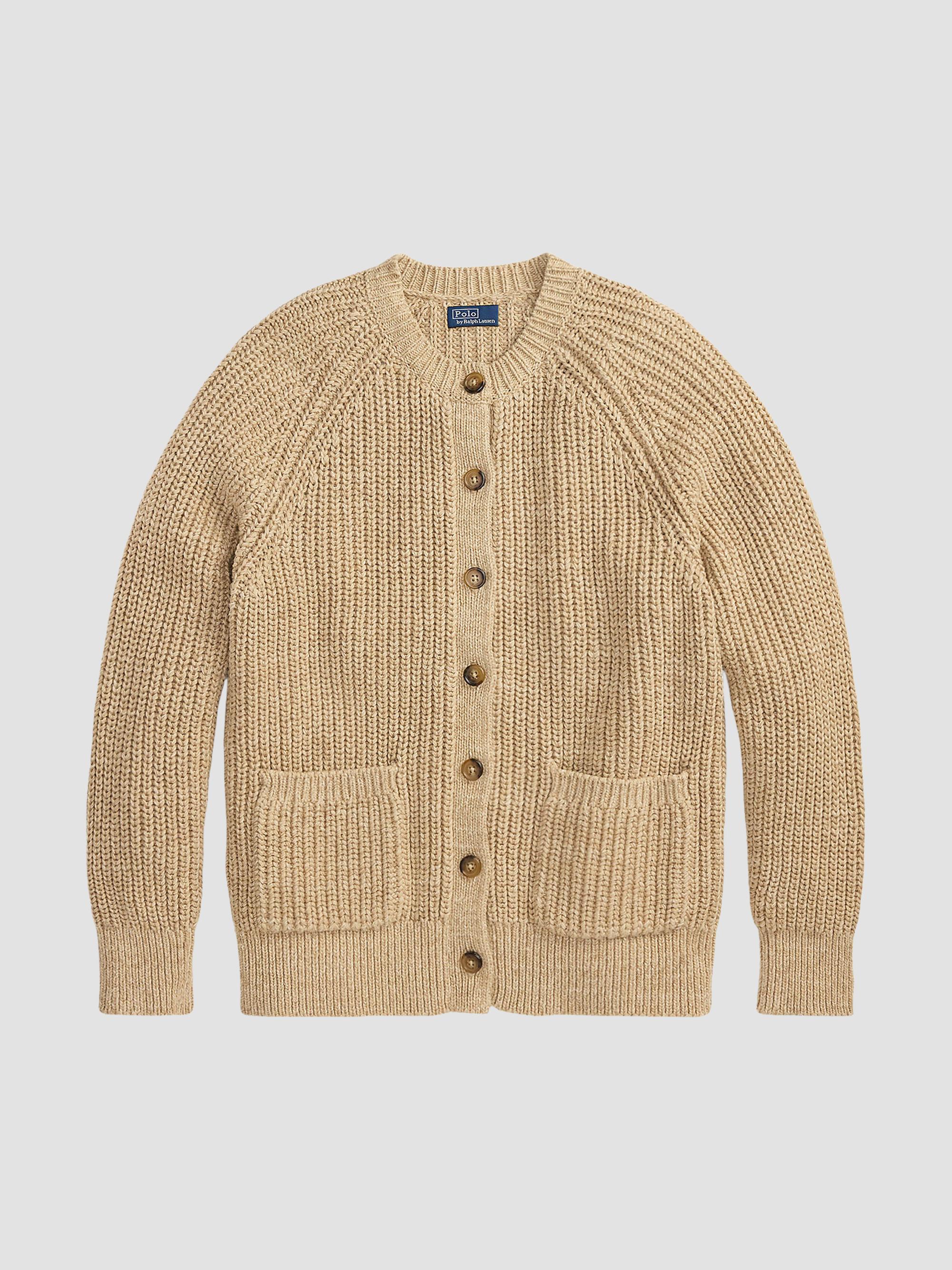 Polo Ralph Lauren Women's Raglan-Sleeve Cotton Cardigan - Tan Heather