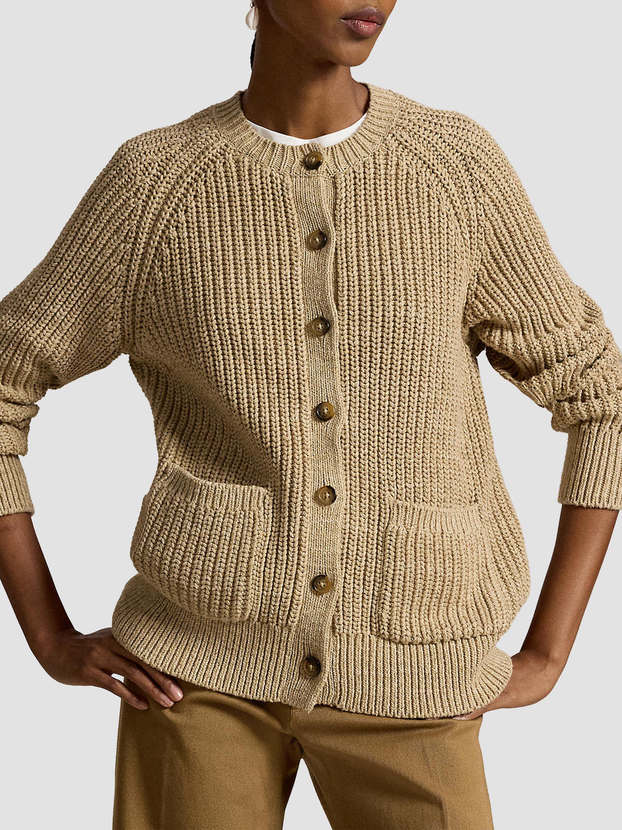 Polo Ralph Lauren Women's Raglan-Sleeve Cotton Cardigan - Tan Heather | Thumbnail 4