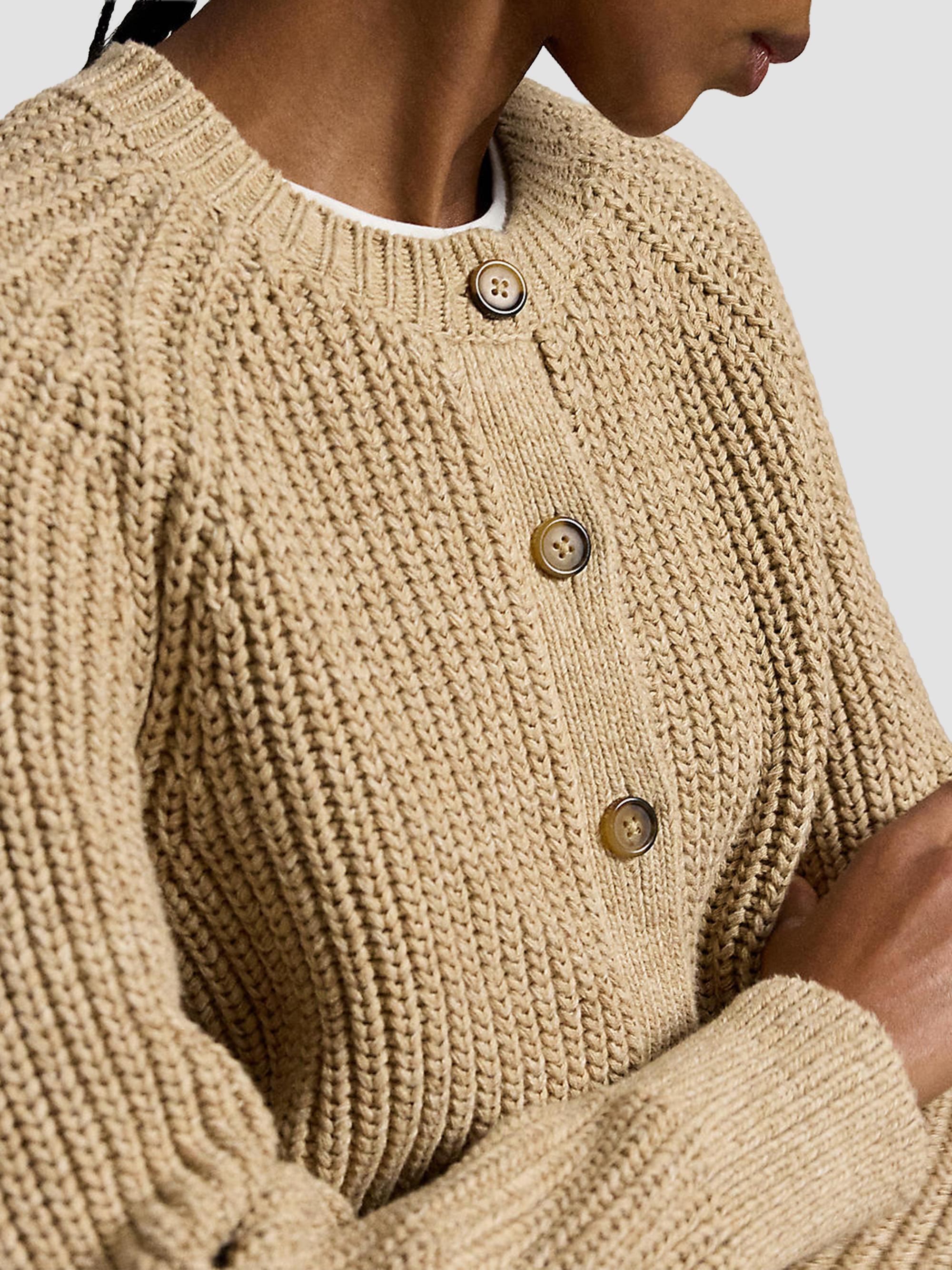 Polo Ralph Lauren Women's Raglan-Sleeve Cotton Cardigan - Tan Heather | Thumbnail 5