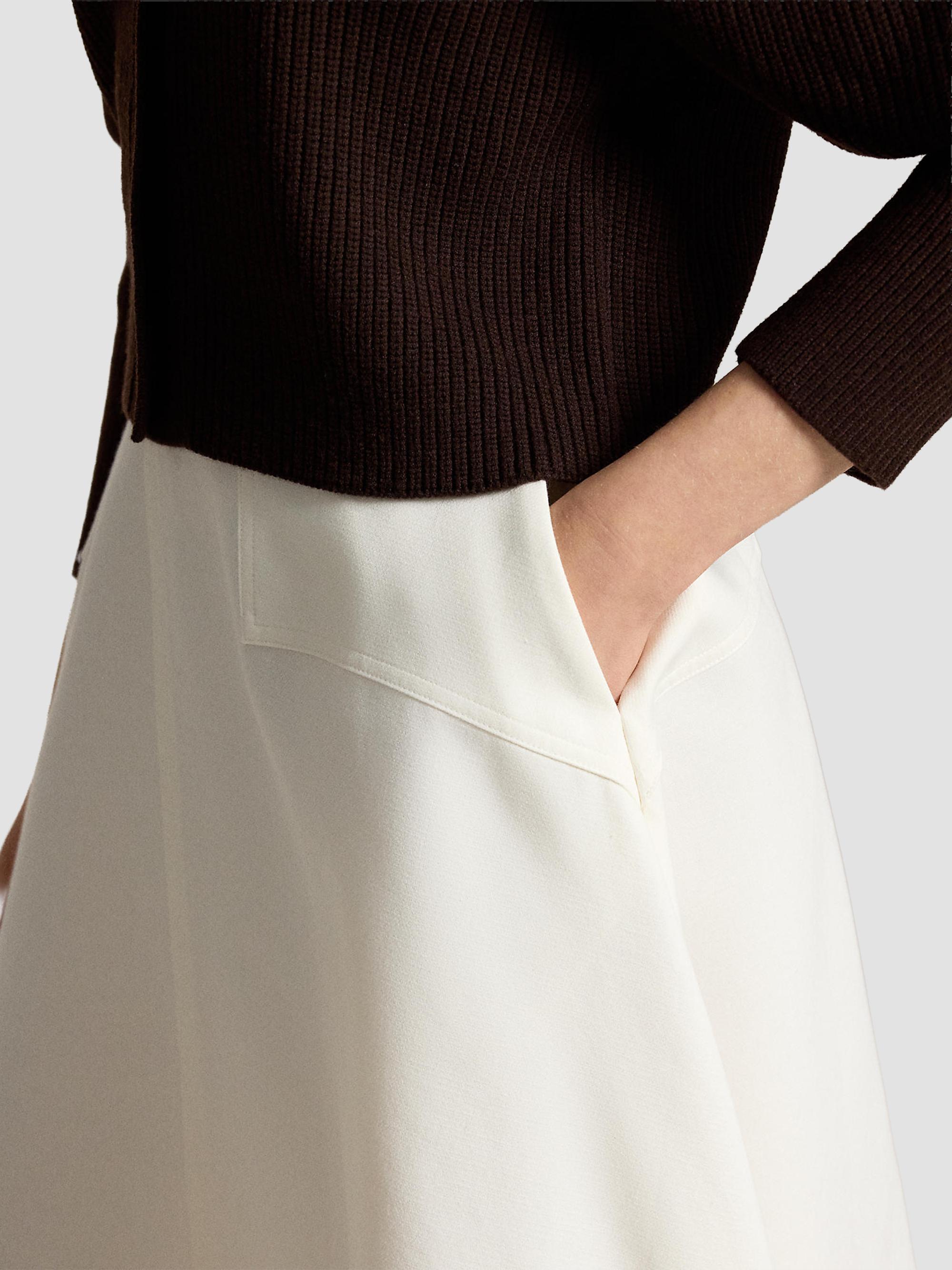 Polo Ralph Lauren Women's Cotton-Wool A-Line Midi Skirt - Cream | Thumbnail 5