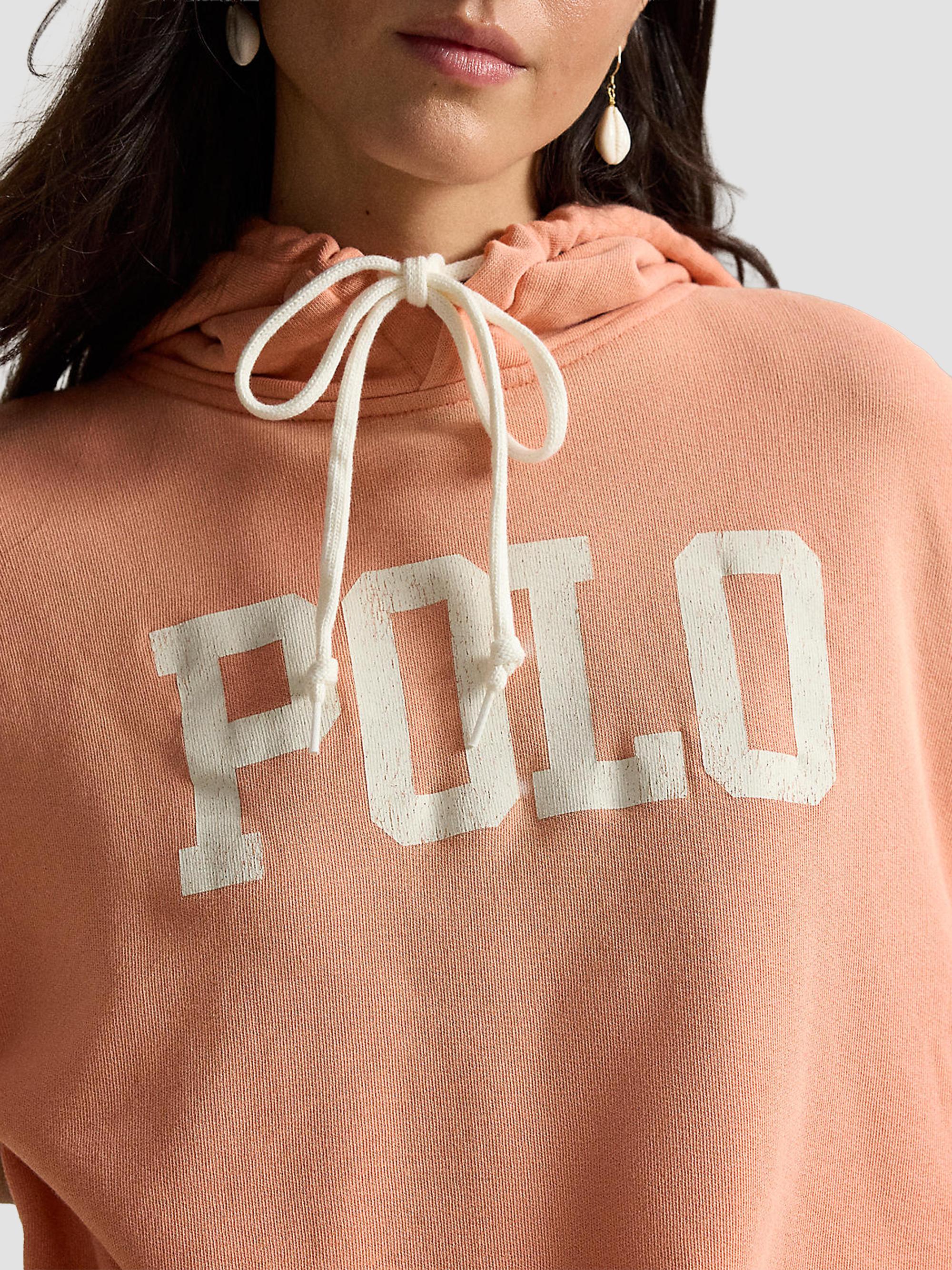 Polo Ralph Lauren Women's Logo Lightweight Fleece Hoodie - Pastel Coral | Thumbnail 5