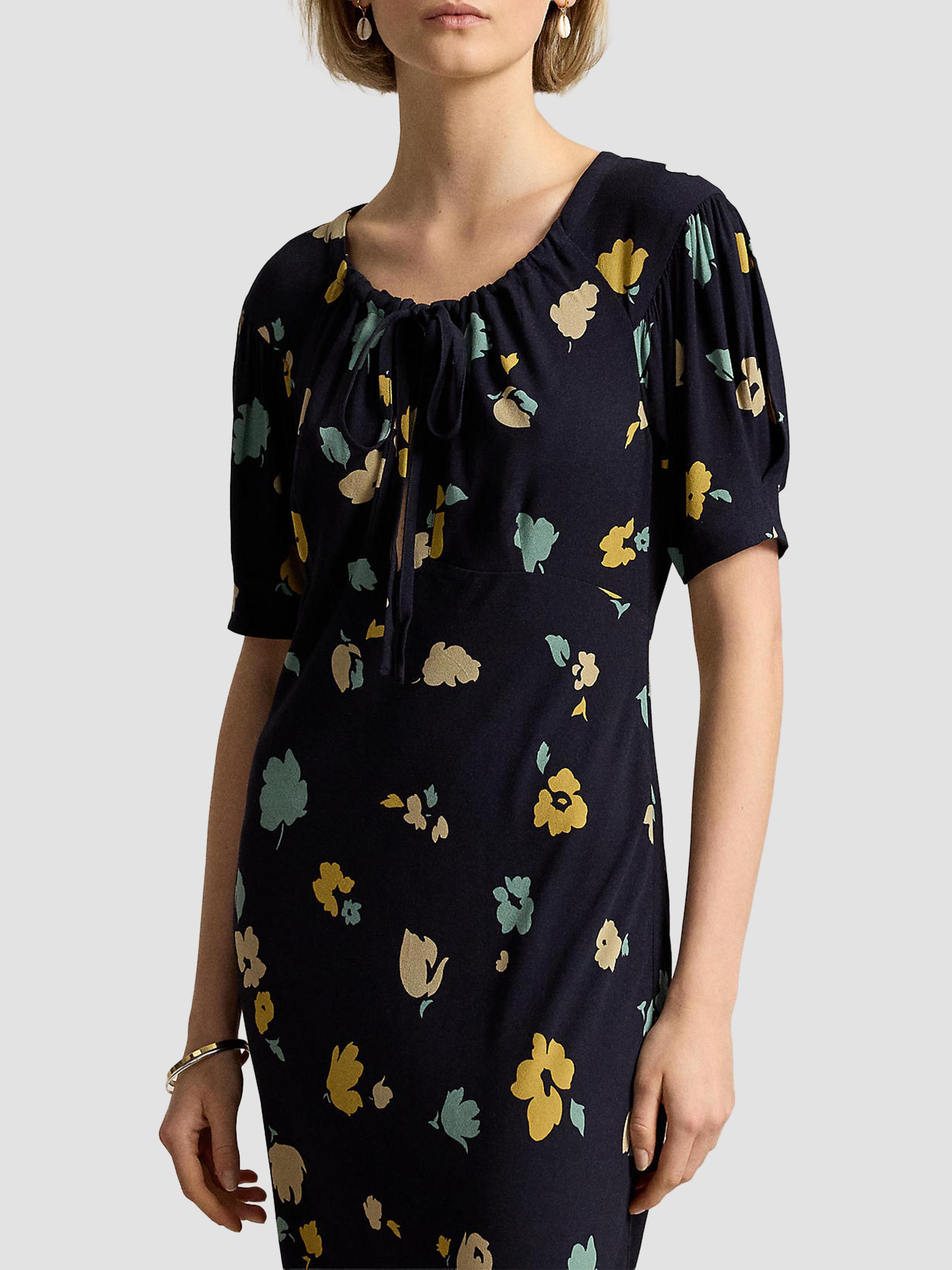 Polo Ralph Lauren Women's Floral Crepe Midi Dress - Tulip Navy Yellow | Thumbnail 4