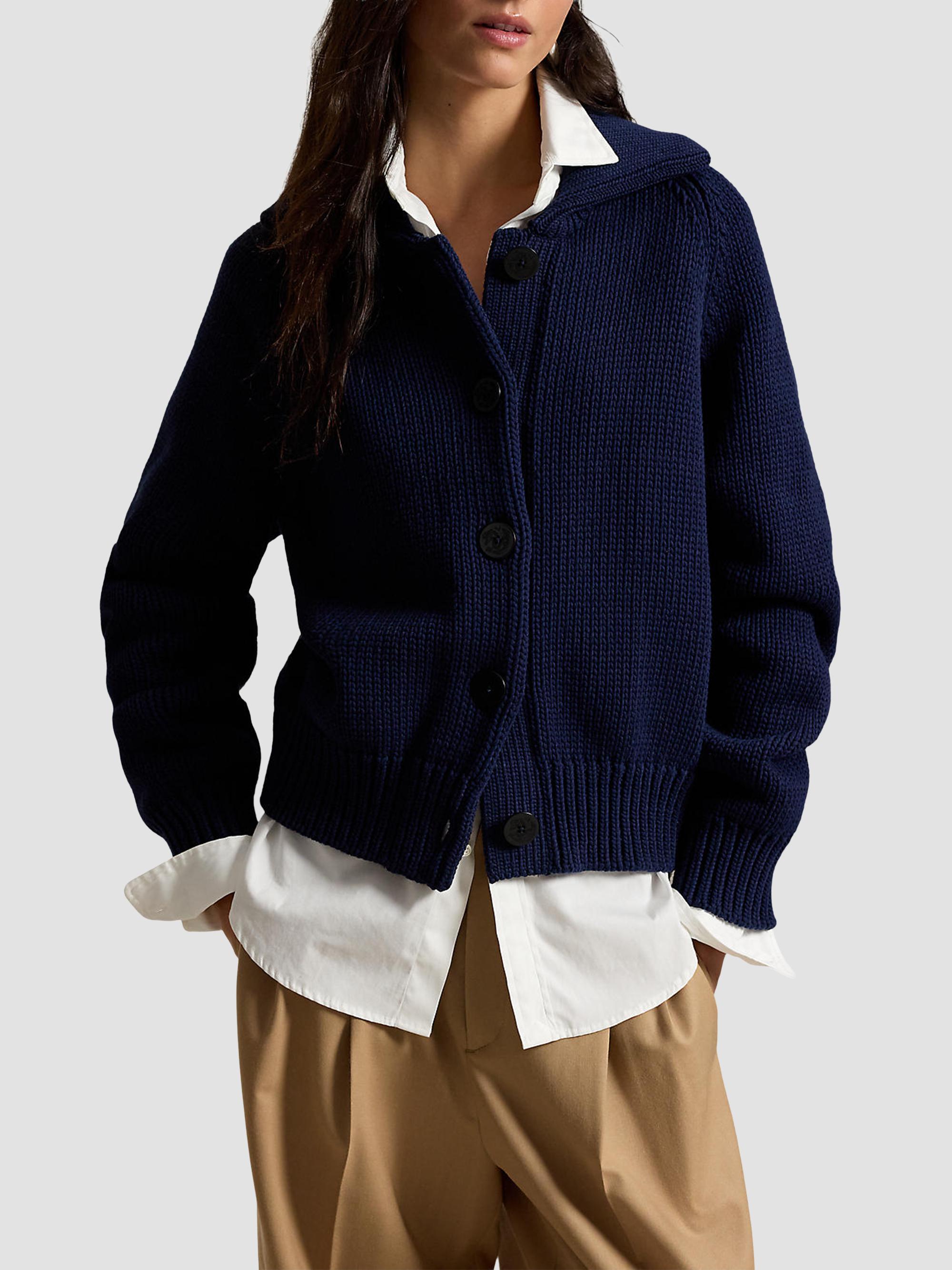 Polo Ralph Lauren Women's Cotton-Blend Buttoned Cardigan - Cruise Navy | Thumbnail 4