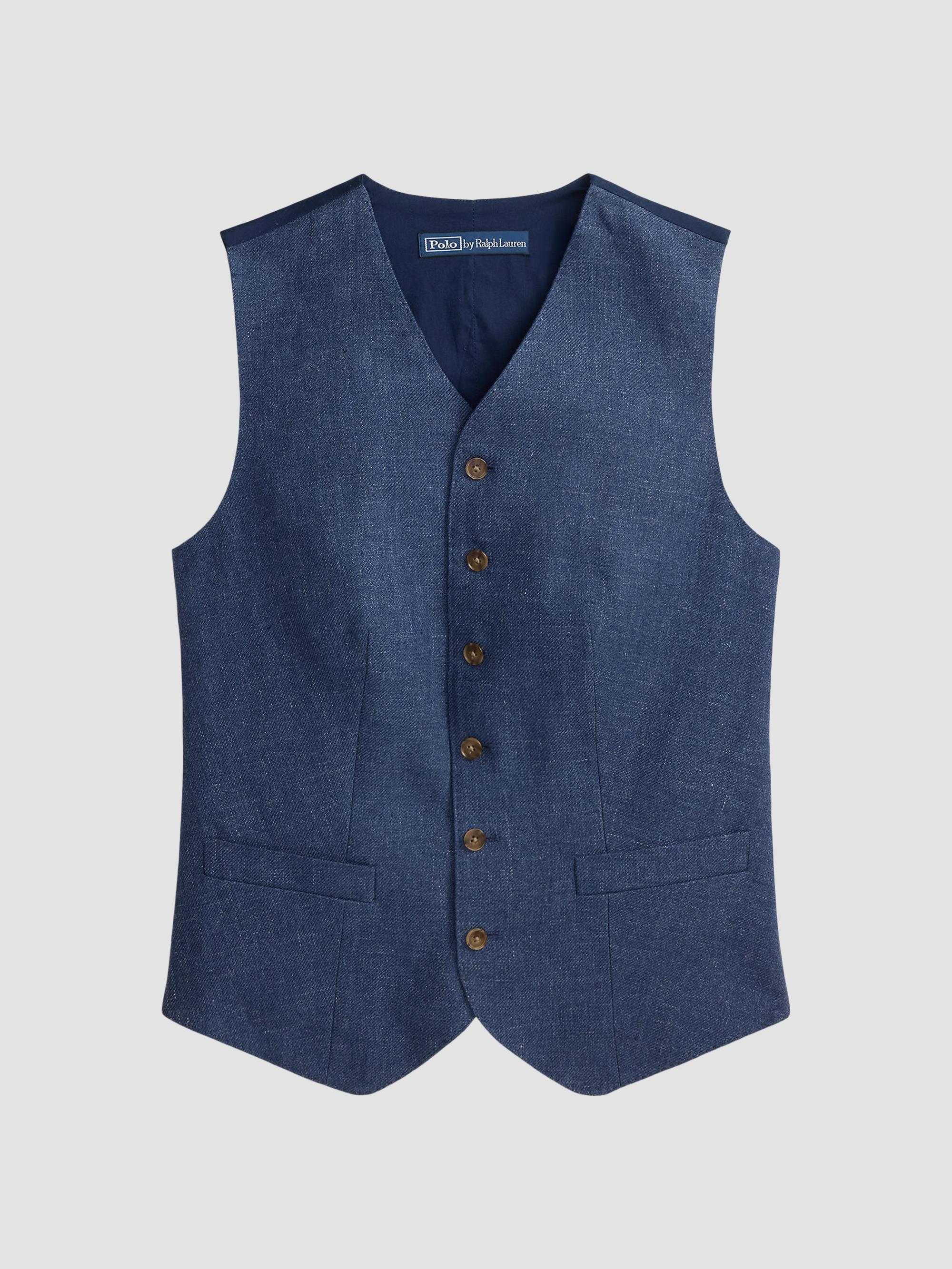 Polo Ralph Lauren Women's Buttoned Linen-Cotton Vest - Blue Melange