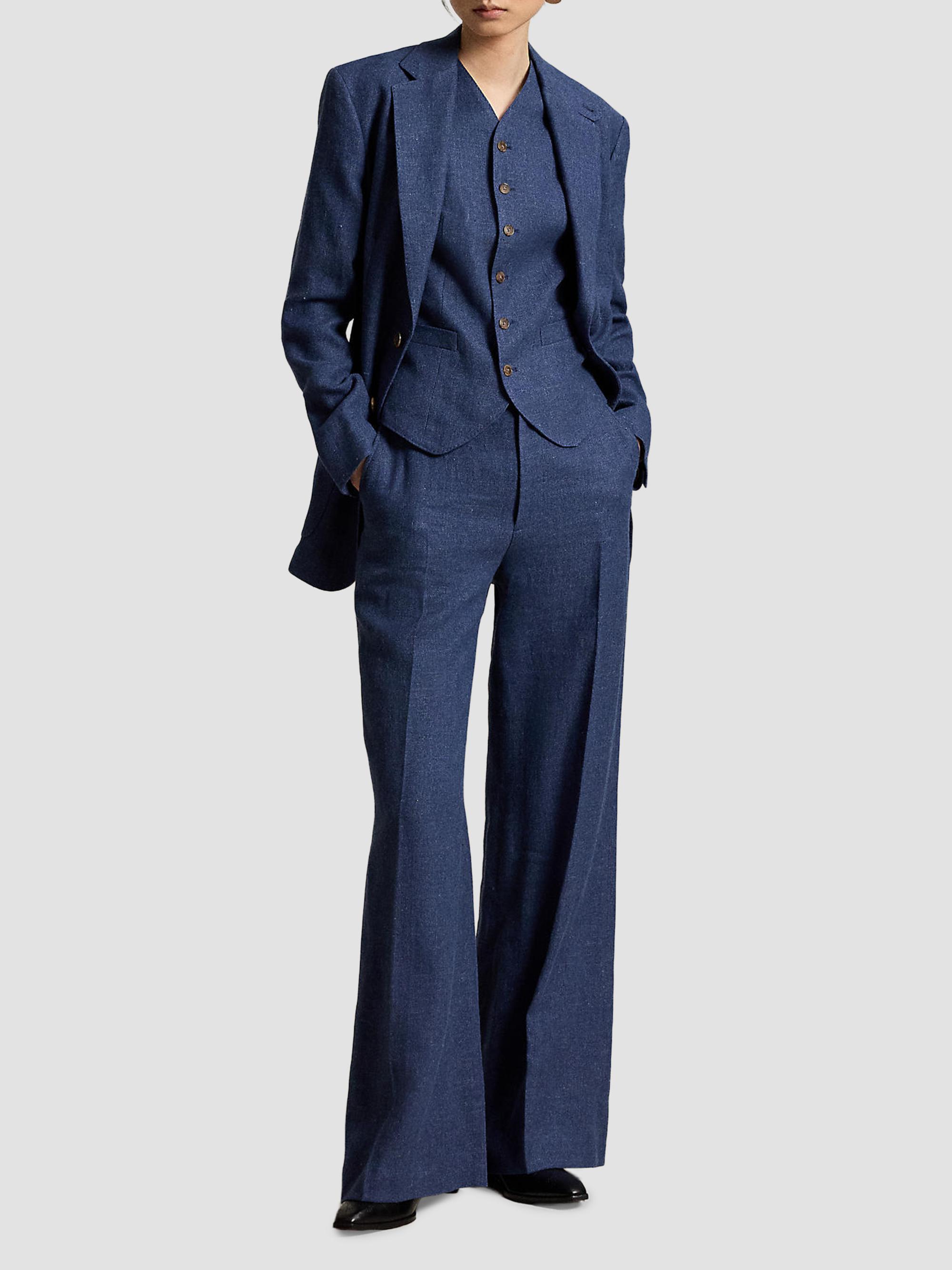 Polo Ralph Lauren Women's Buttoned Linen-Cotton Vest - Blue Melange | Thumbnail 2