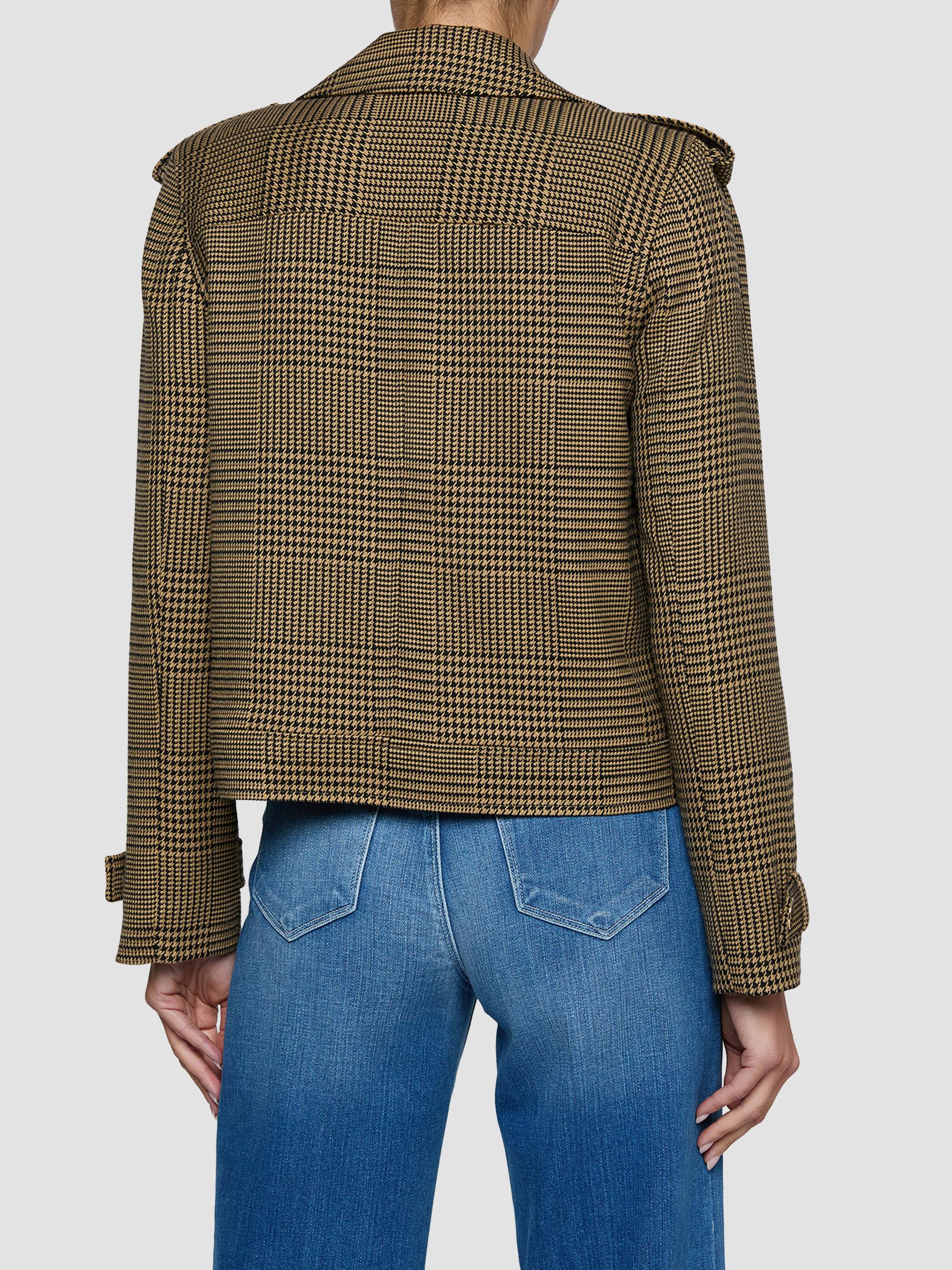 L'AGENCE Women's Xoey Houndstooth Crop Trench Jacket - Brown Black Glen Plaid | Thumbnail 3