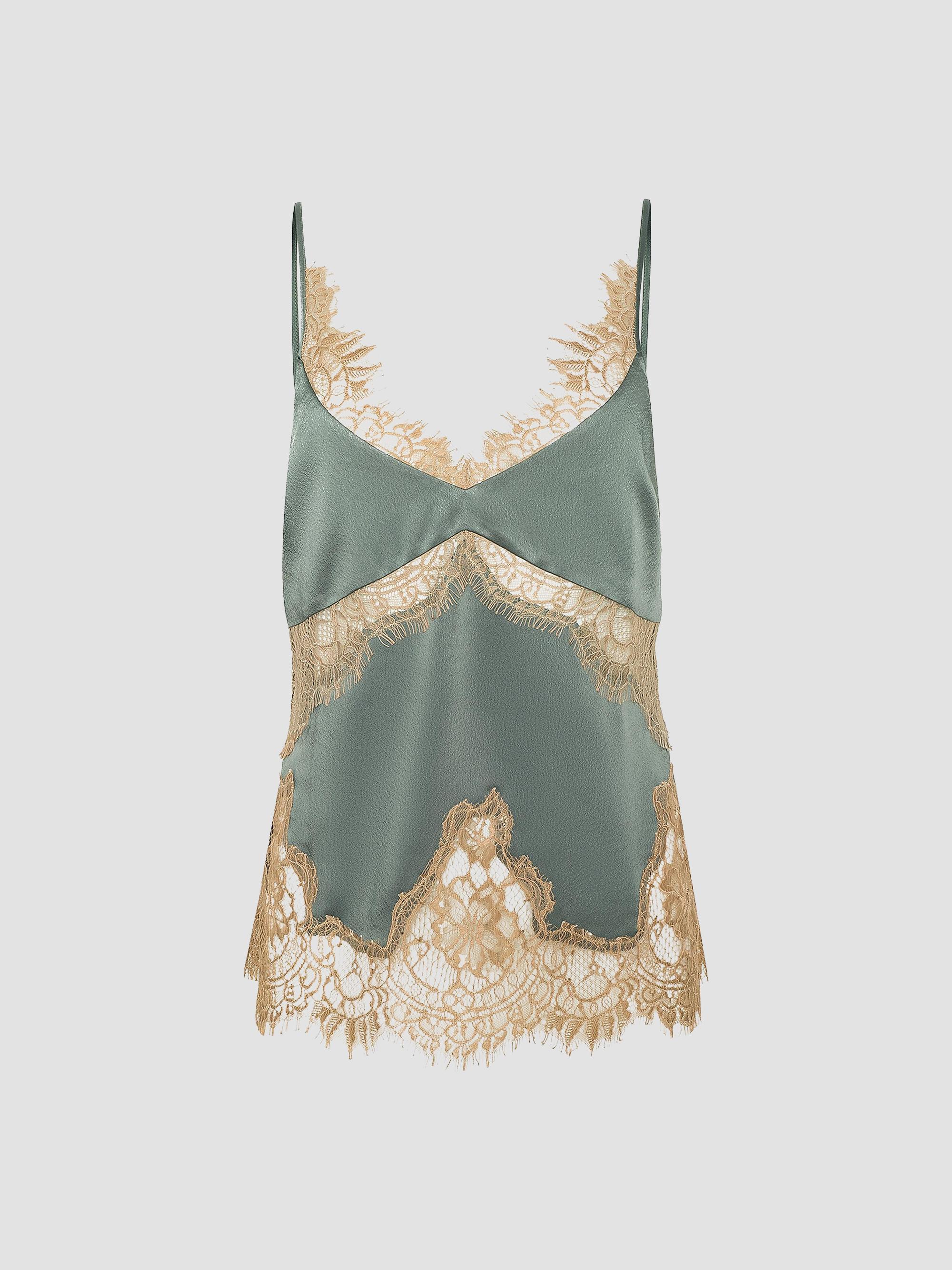 L'AGENCE Mitsu Lace-Trim Satin Cami | Saks Fifth Avenue
