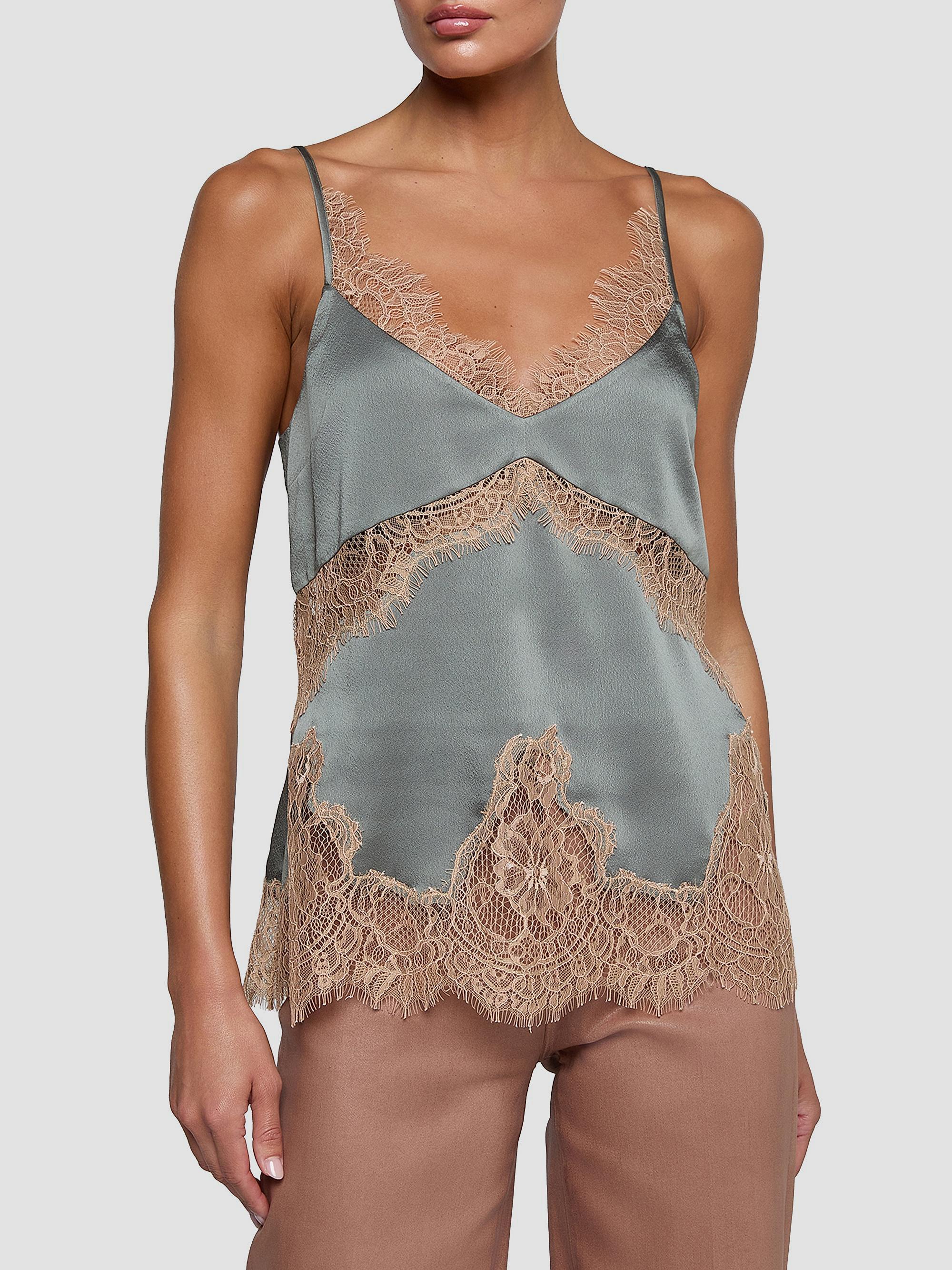 L'AGENCE Mitsu Lace-Trim Satin Cami | Saks Fifth Avenue