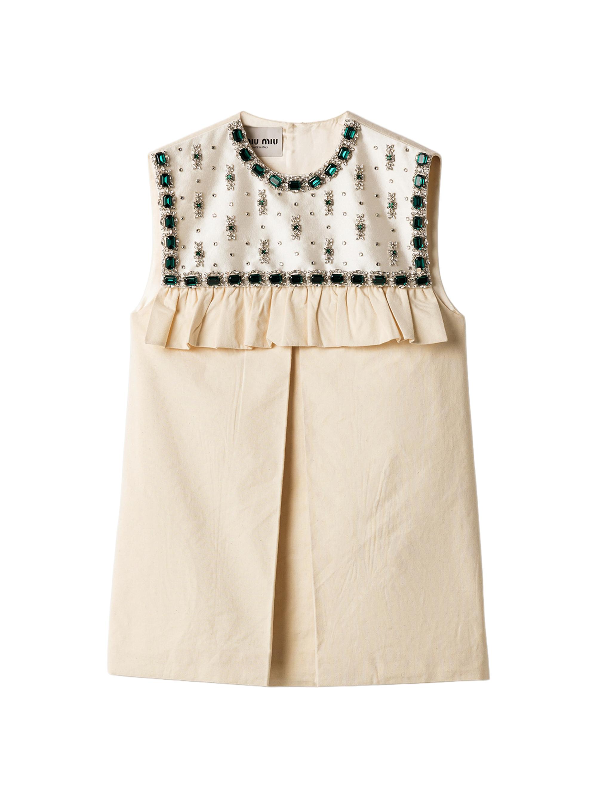 miu miu beige dress Miu Miu Short a-line dress with logo Beige - Women