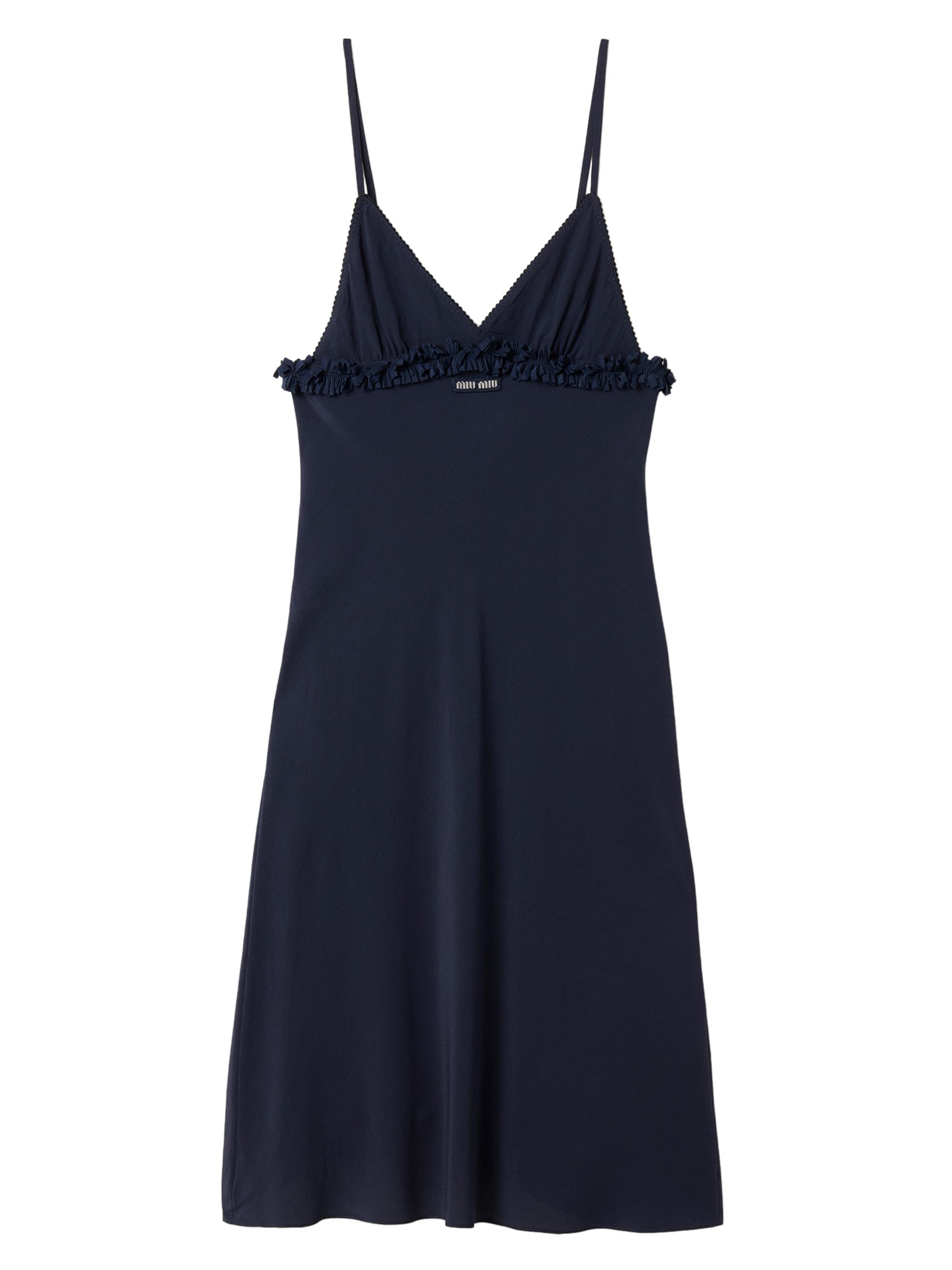 Miu Miu Women's Embroidered Marocain Crepe Dress - Blue