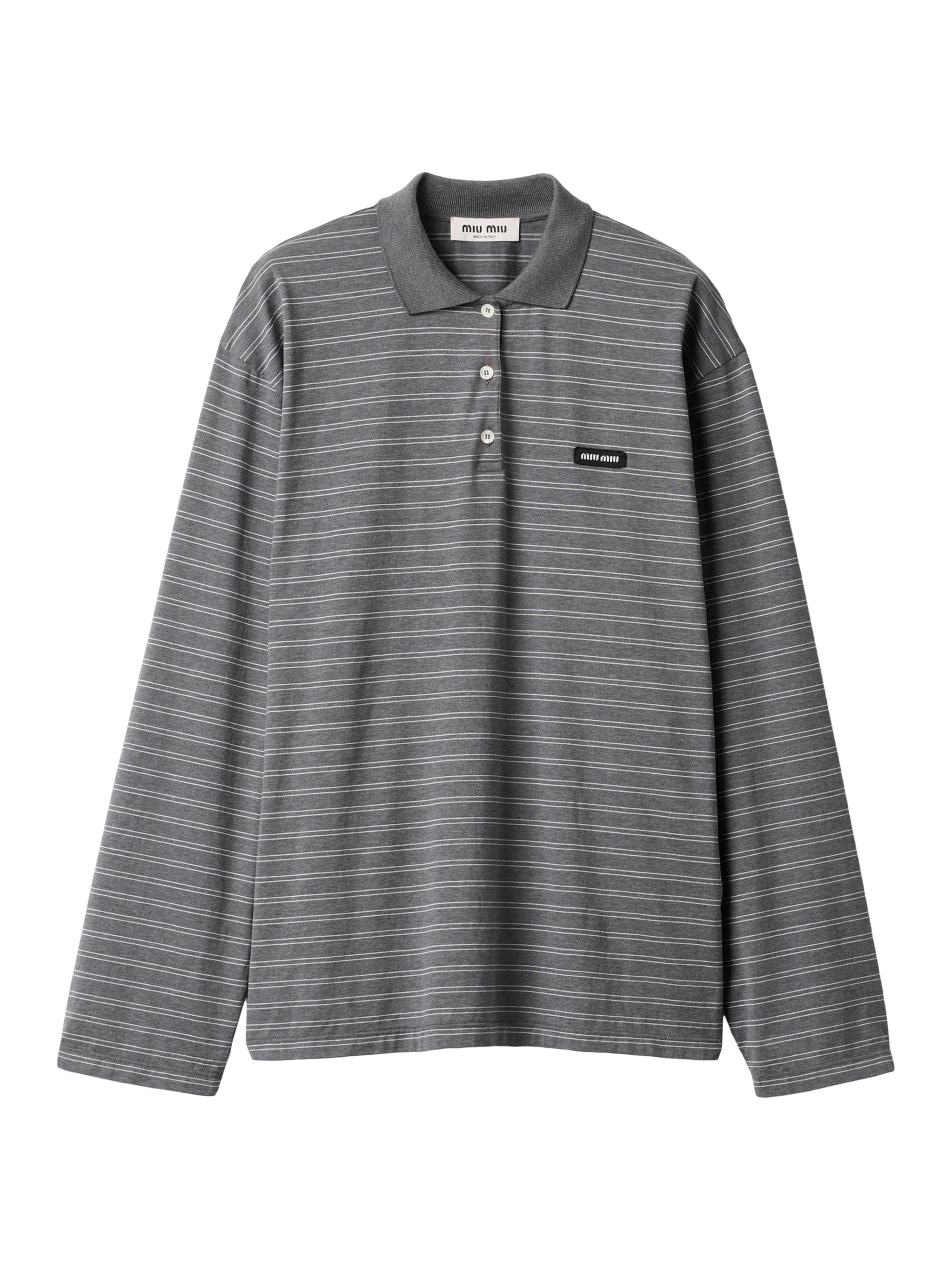 Miu Miu Women's Cotton Jersey Polo T-Shirt - Grey
