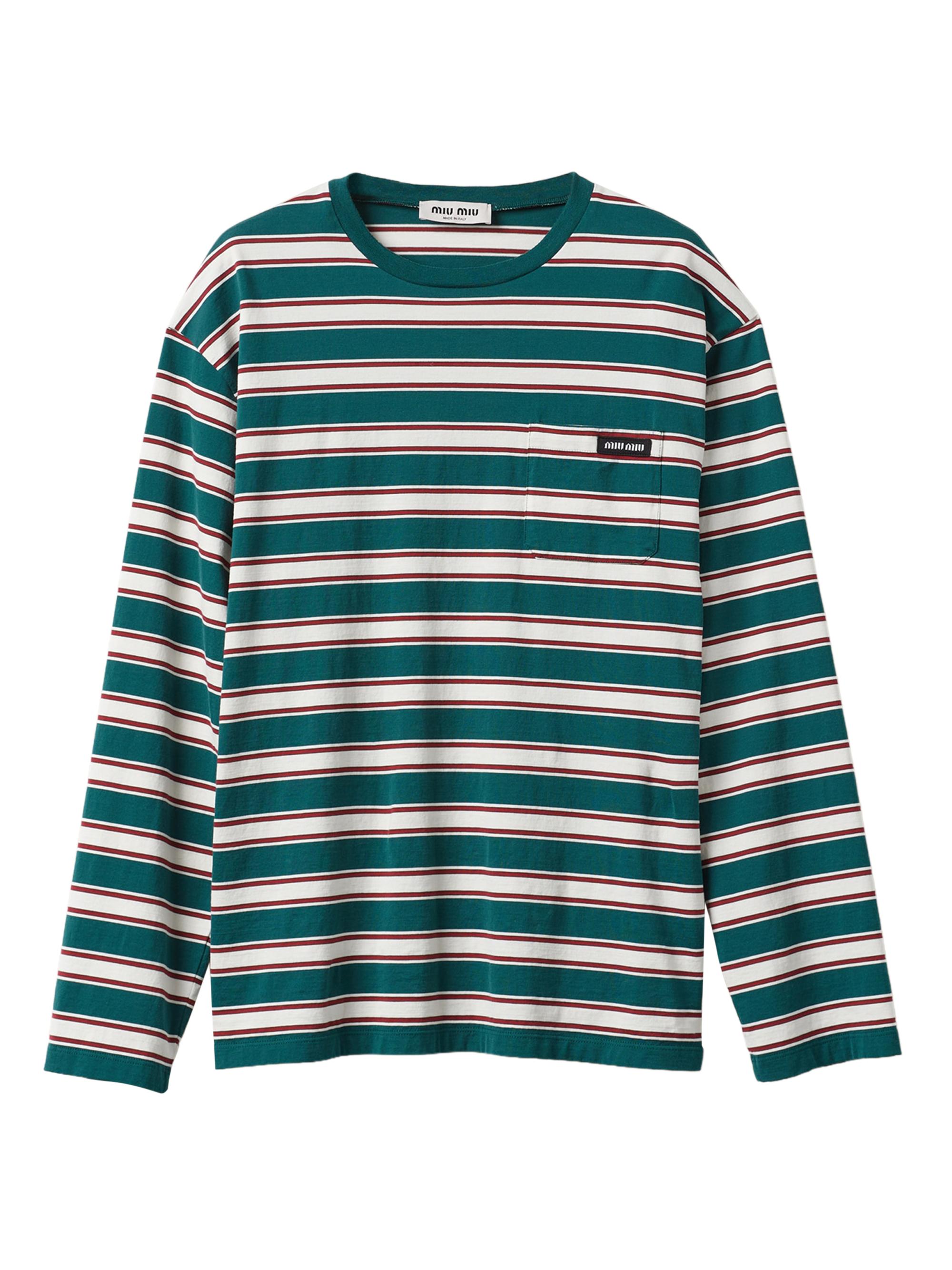 Miu Miu Women's Long-Sleeved Cotton Jersey T-Shirt - Green