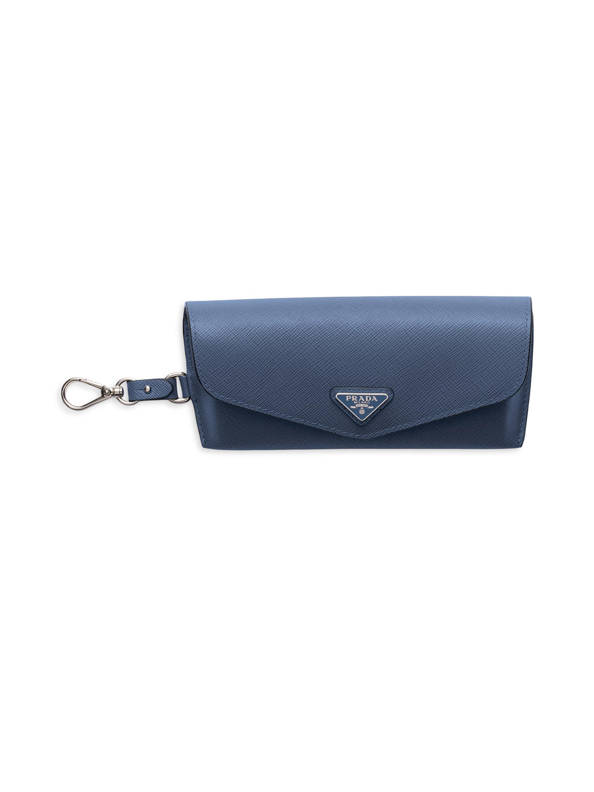 Prada Men's Saffiano Leather Eyeglasses Case - Blue | Thumbnail 4