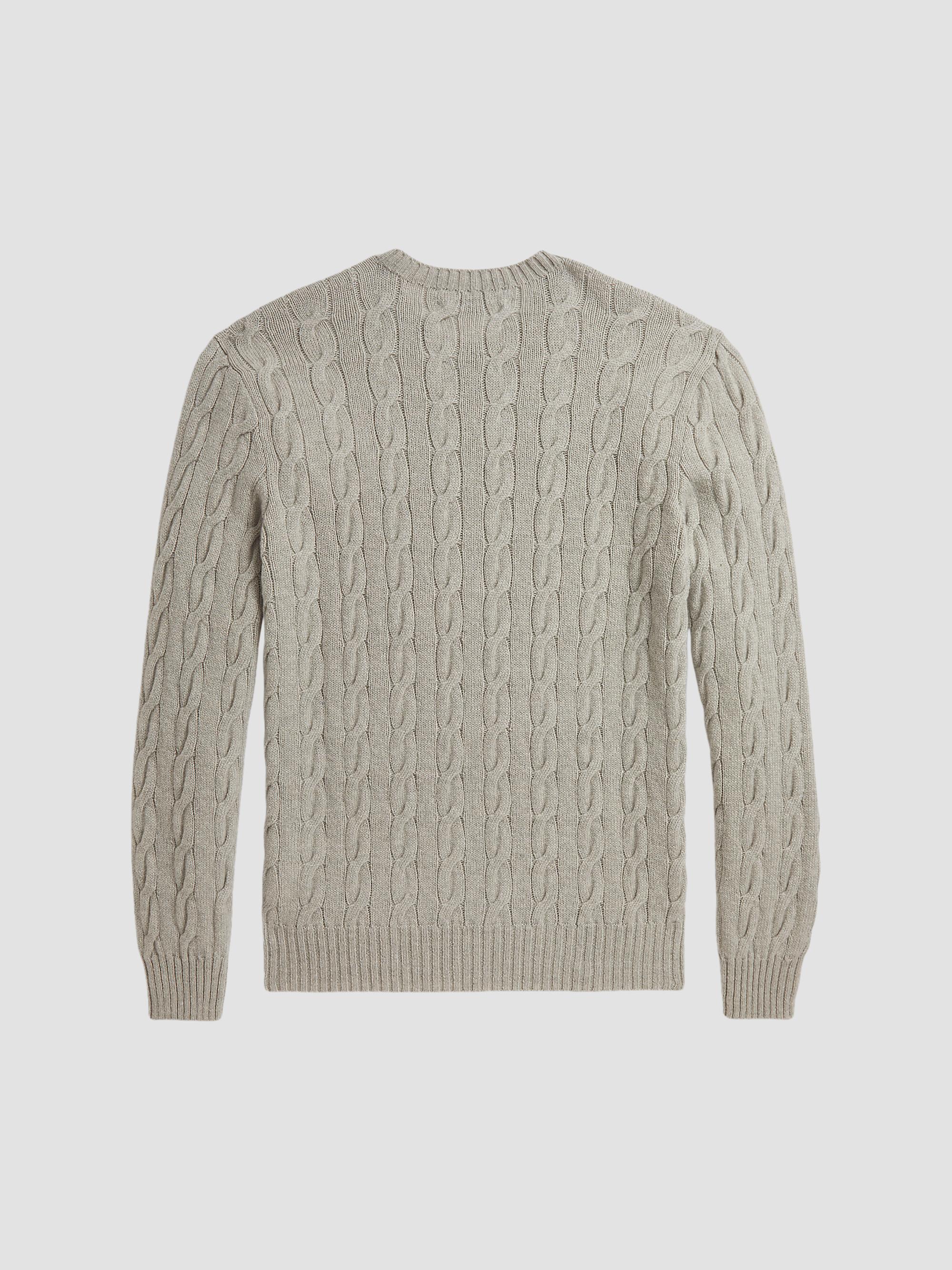 Ralph Lauren Purple Label Men's Cable-Knit Cashmere Crewneck Sweater - Pearl Grey Melange | Thumbnail 2