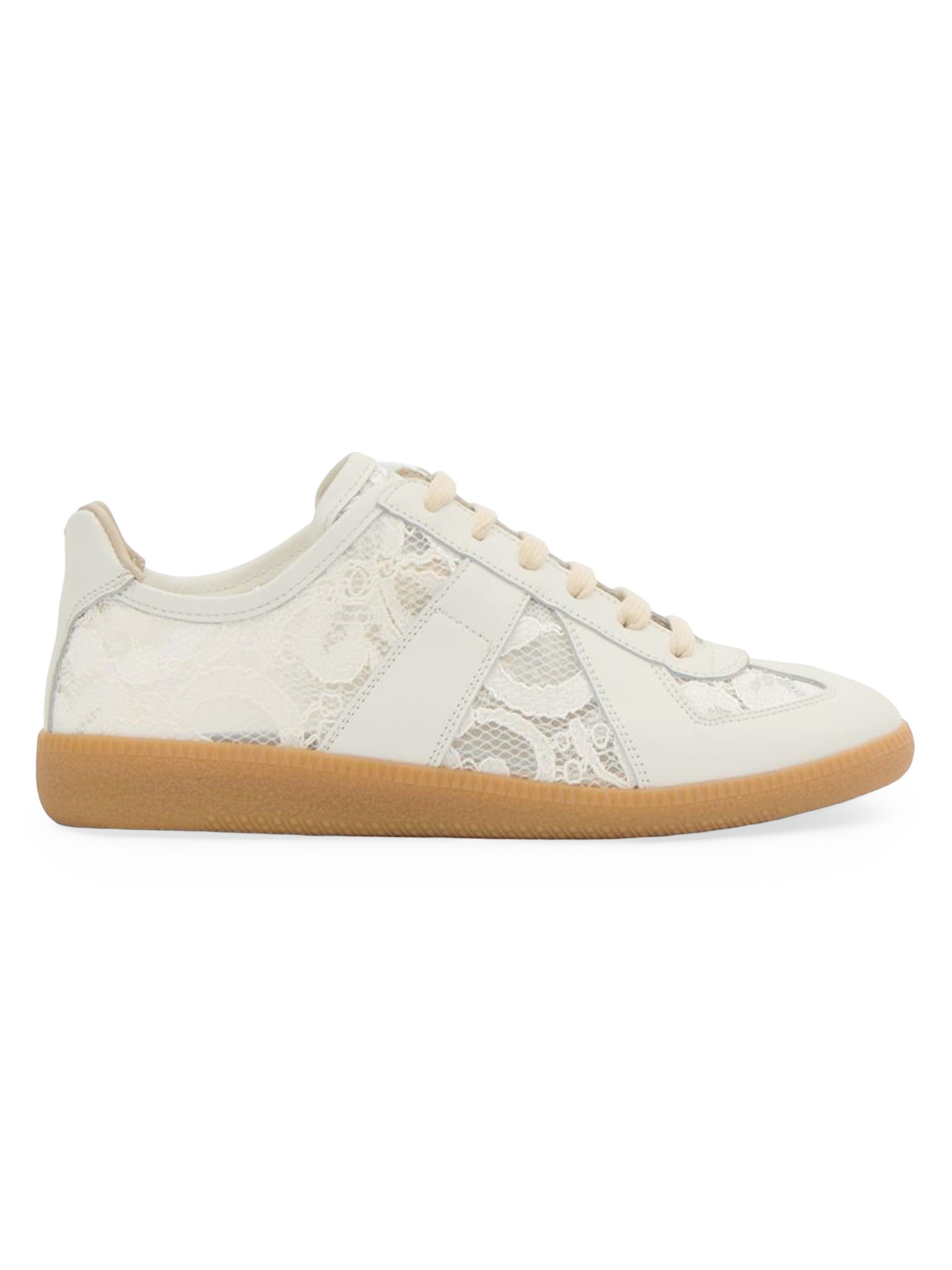 置物 Maison Margiela REPLICA Maison Margiela Replica Lace-Trim Leather Sneakers | Saks Fifth Avenue