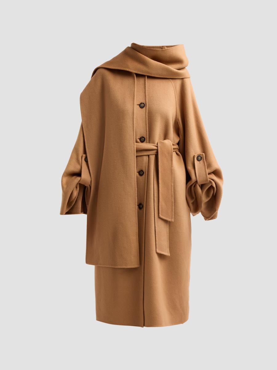 Zimmermann Women's Valiant Wool Scarf Coat In Camel