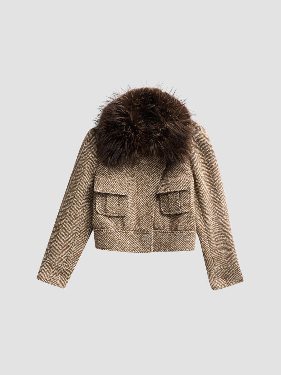 Zimmermann Women's Valiant Faux Fur Collar Biker Jacket In Camel