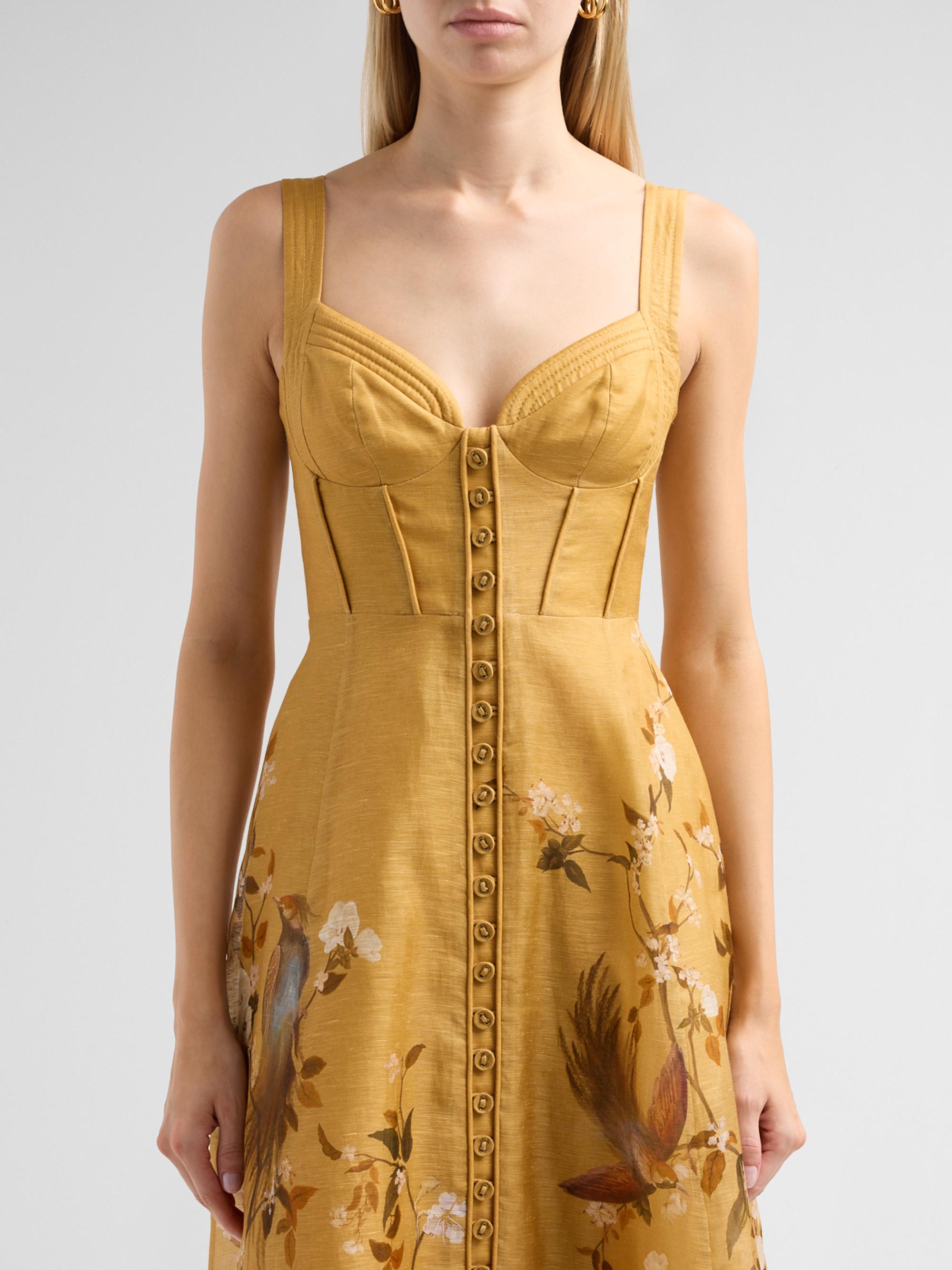 トモミン Zimmermann Momentum Printed Linen Corded Midi Dress | Saks Fifth